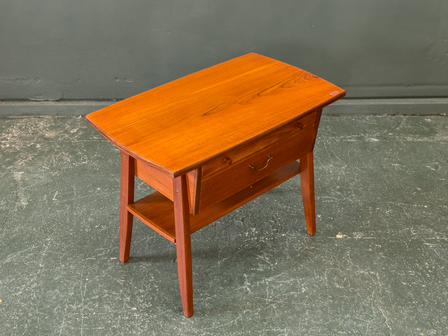 Teak Bedside Table with Two Drawers and Assorted Handles
