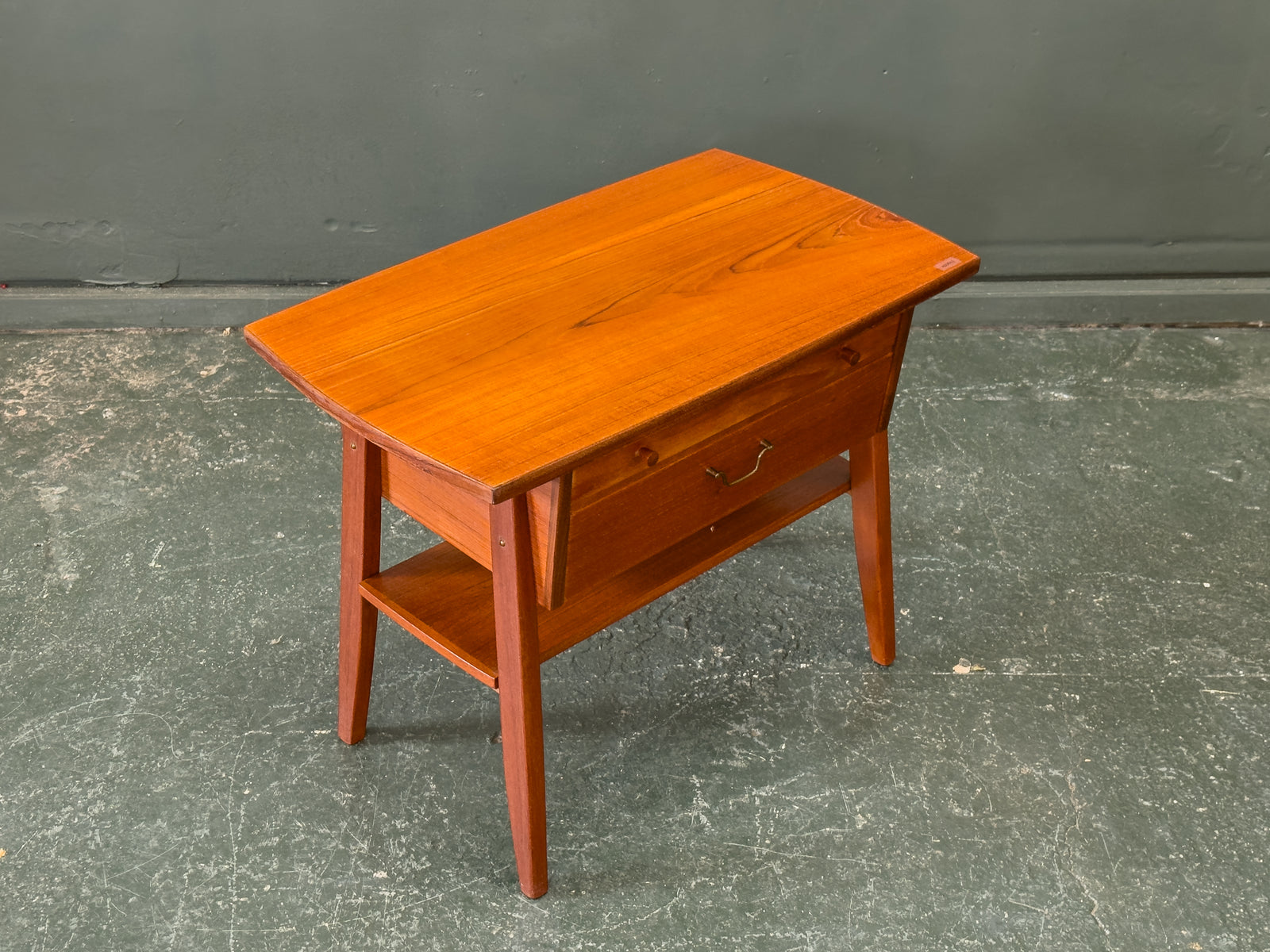 Teak Bedside Table with Two Drawers and Assorted Handles