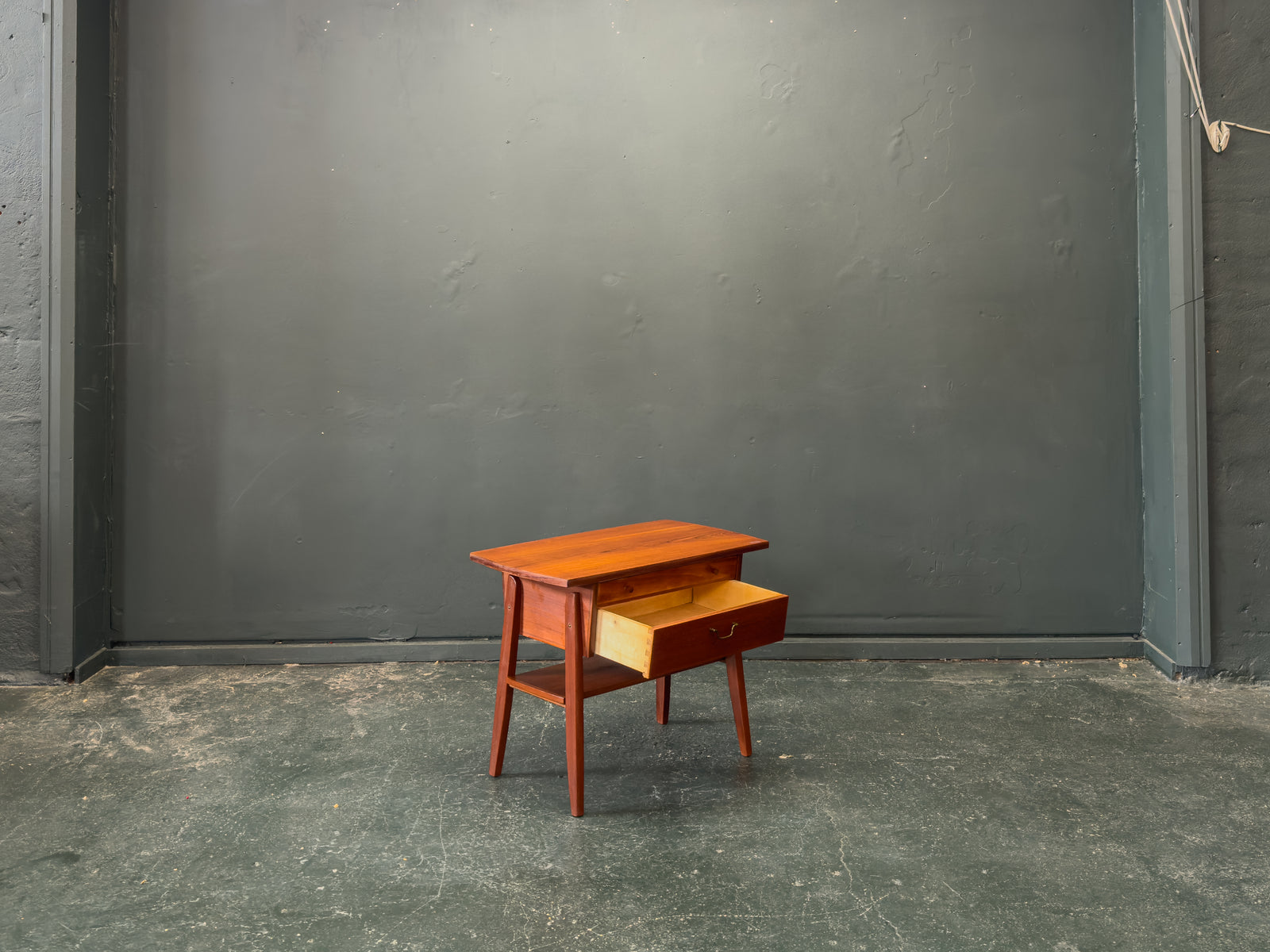 Teak Bedside Table with Two Drawers and Assorted Handles