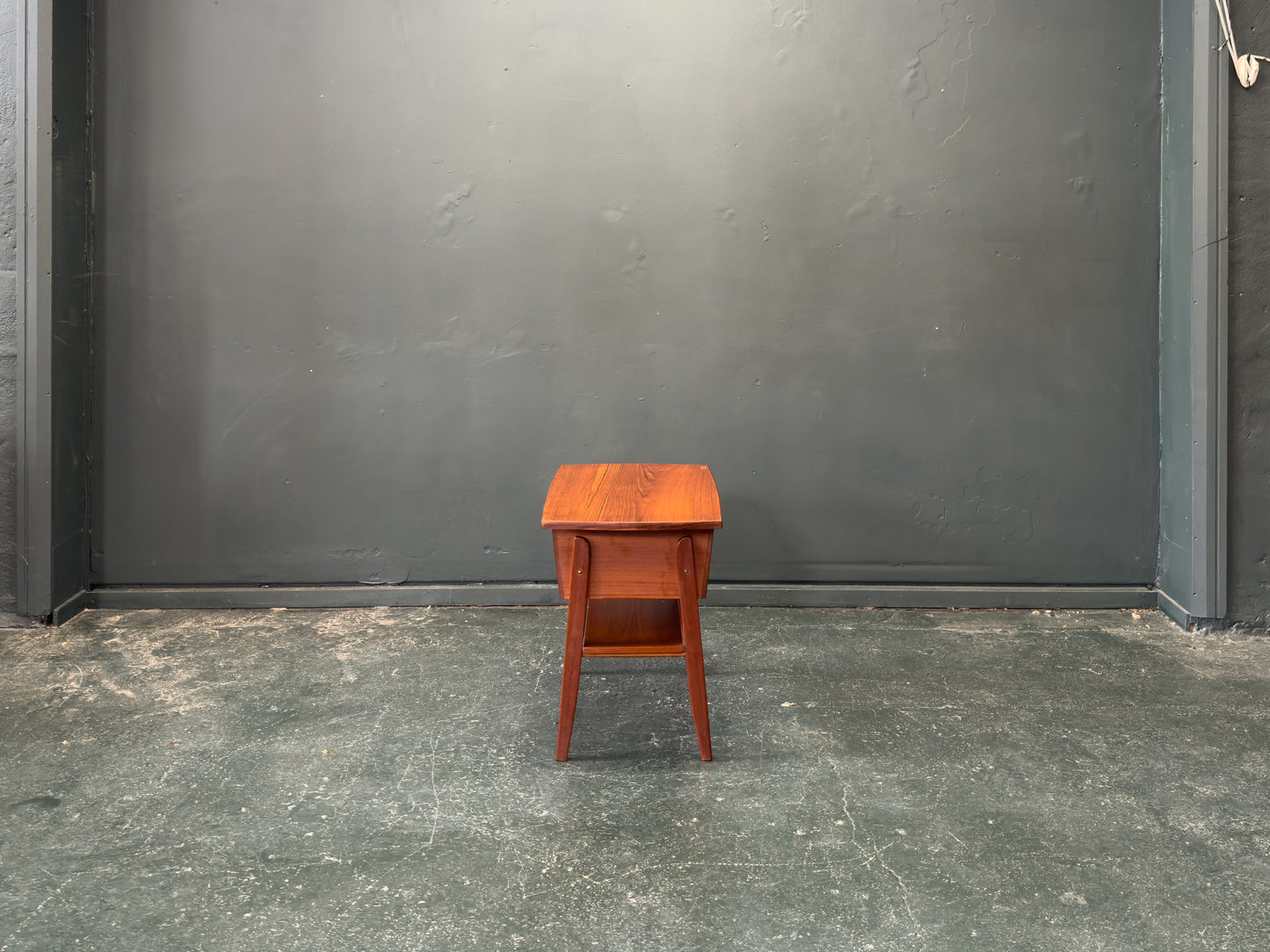 Teak Bedside Table with Two Drawers and Assorted Handles