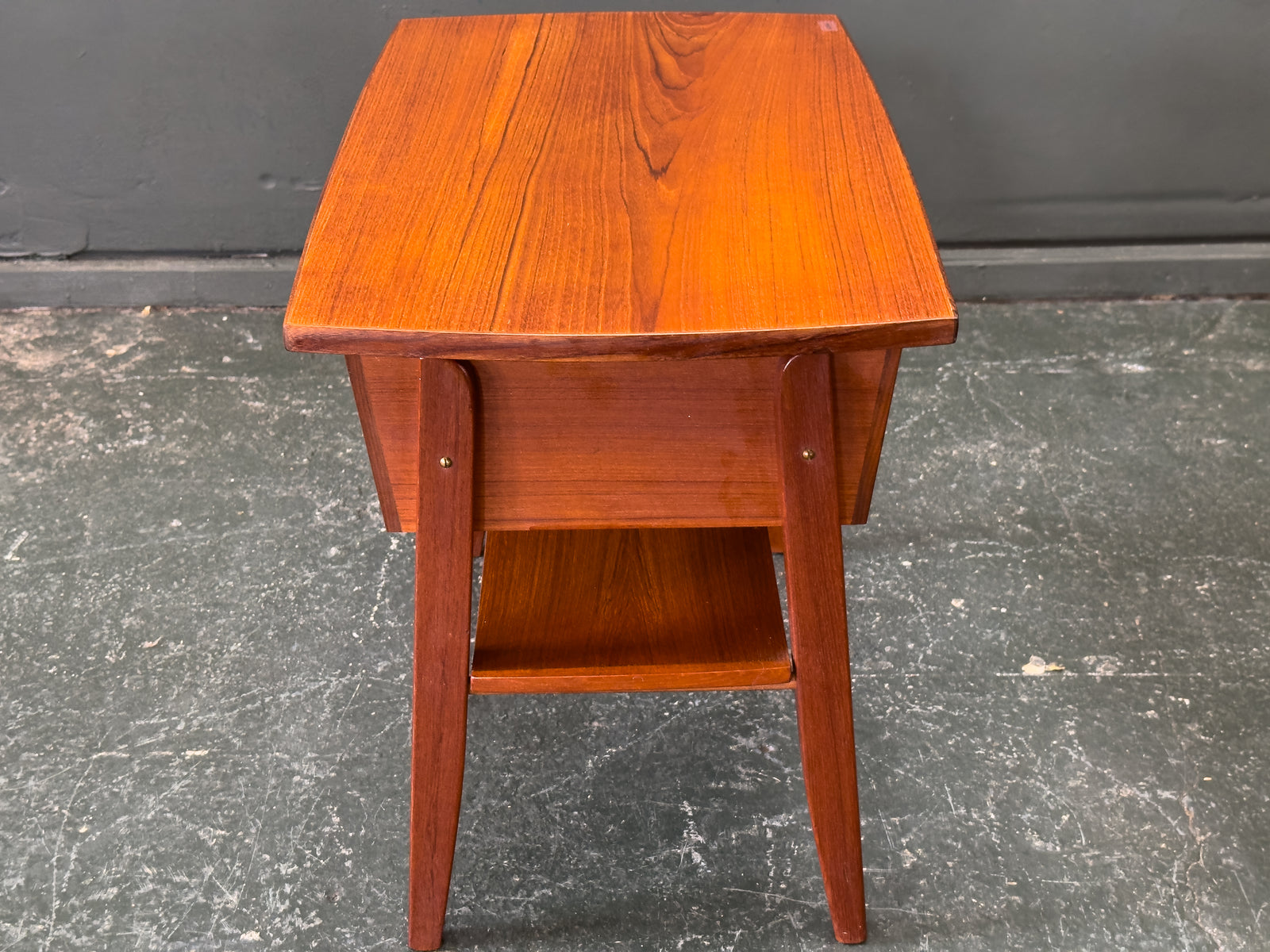 Teak Bedside Table with Two Drawers and Assorted Handles