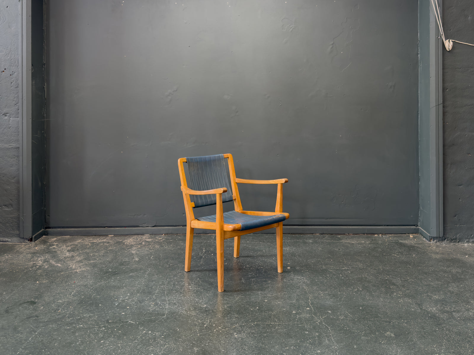 Axel Larsson Oak and Teal Armchair