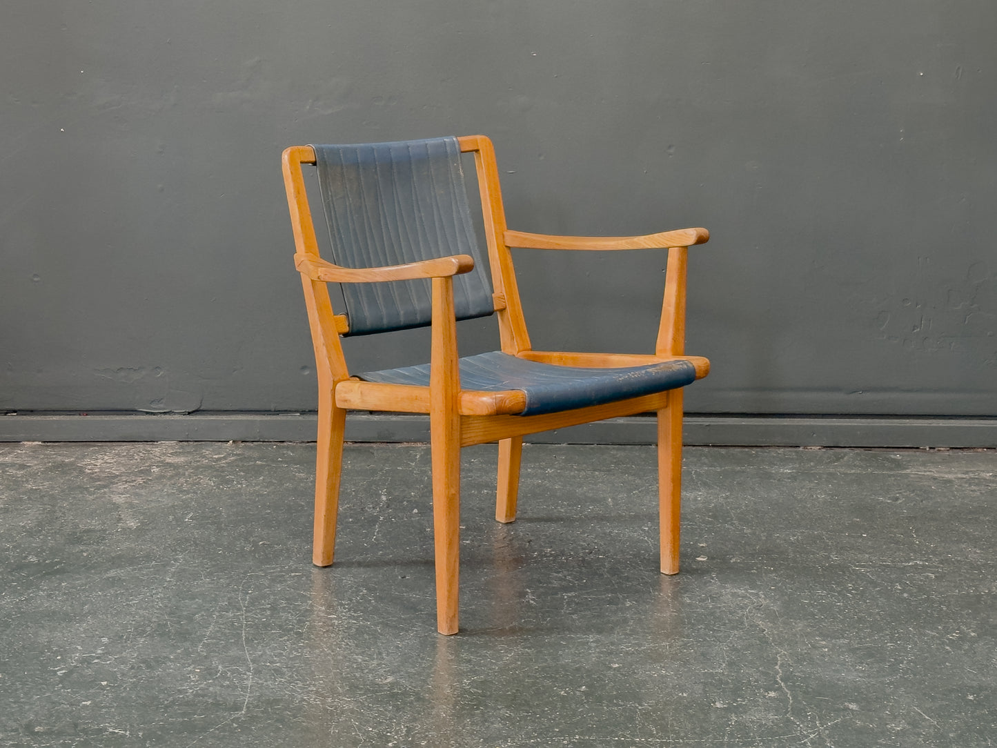 Axel Larsson Oak and Teal Armchair