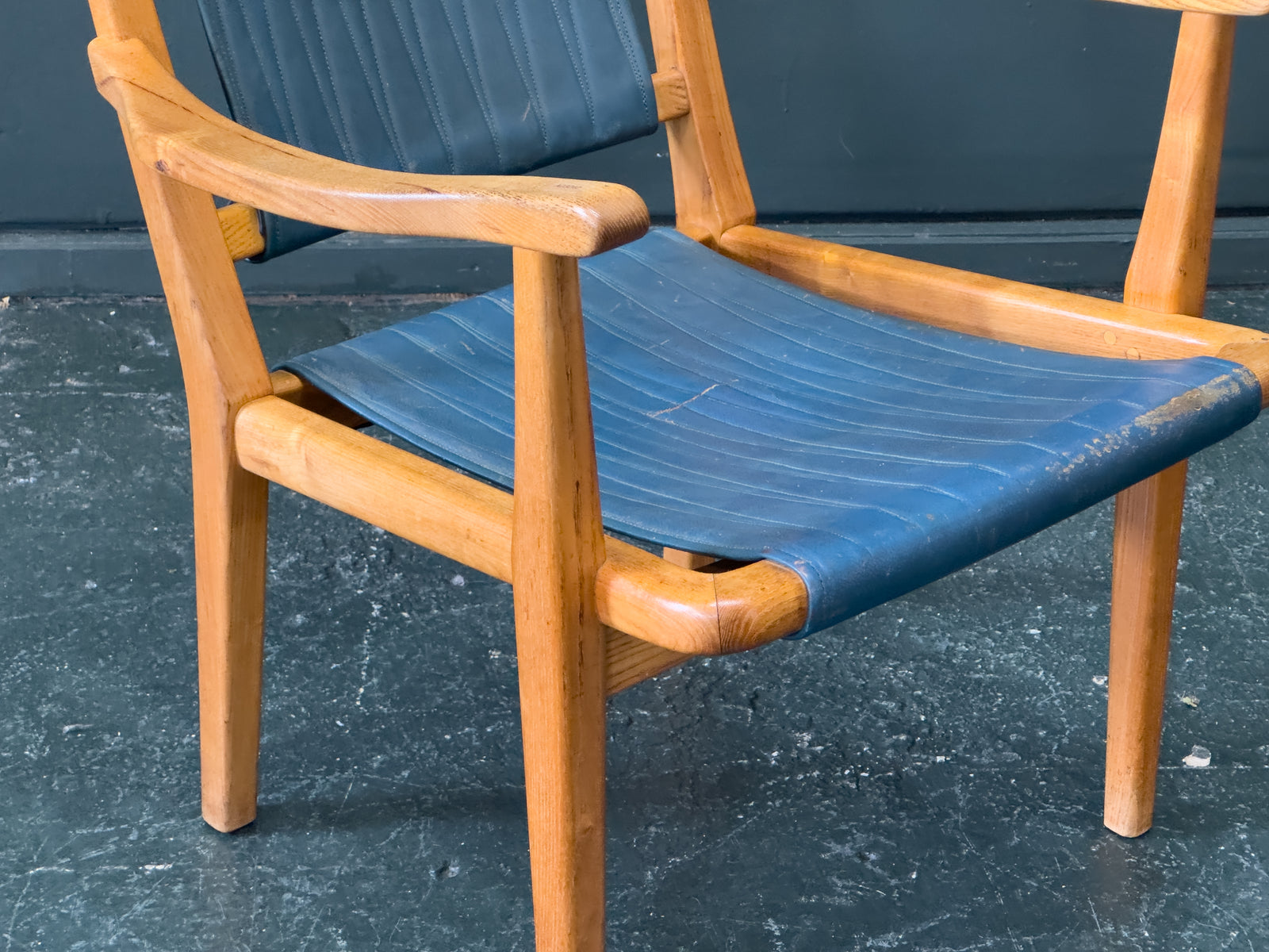 Axel Larsson Oak and Teal Armchair