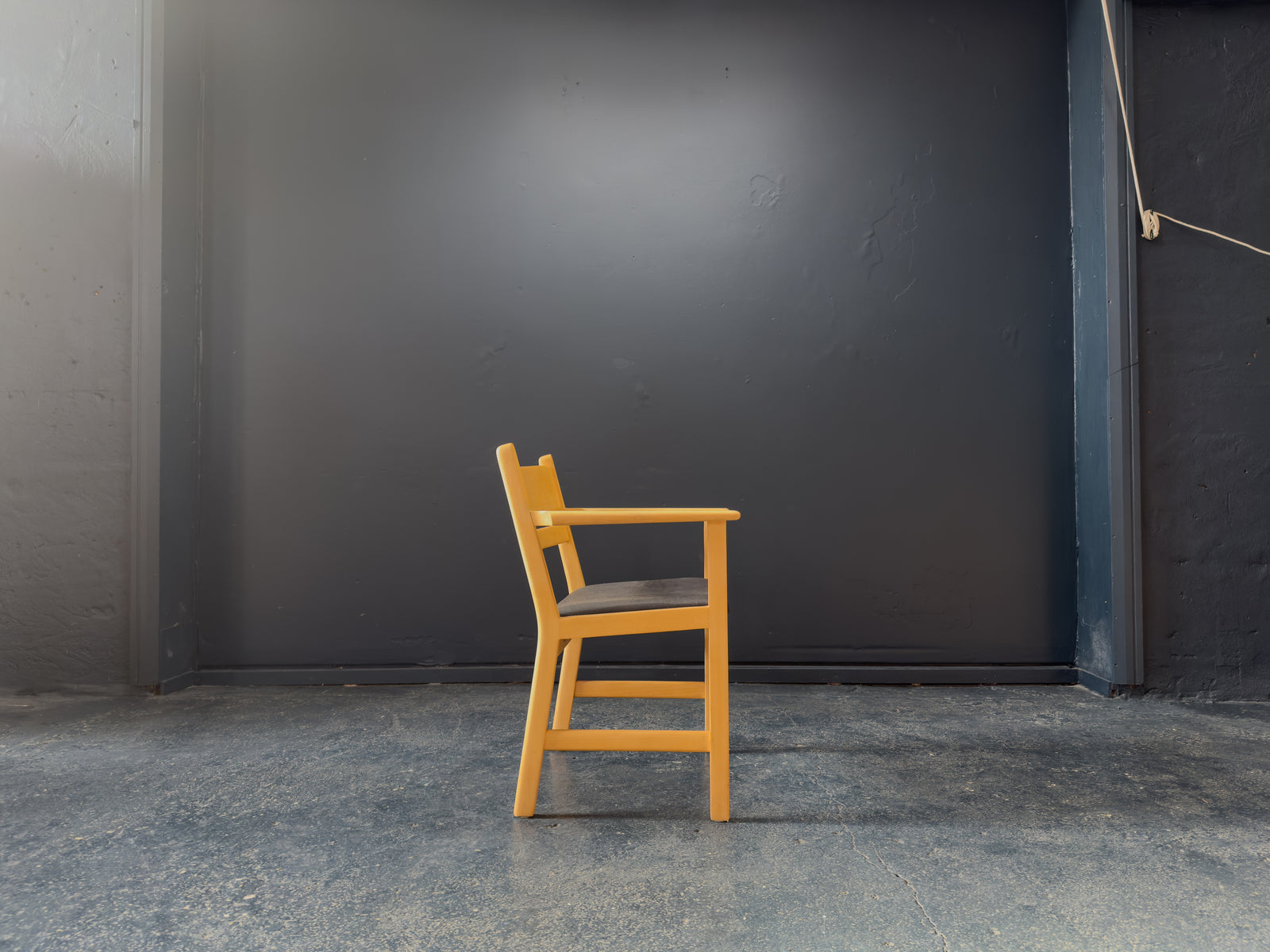Hans Wegner for Getama Beech and Black Leather Armchair