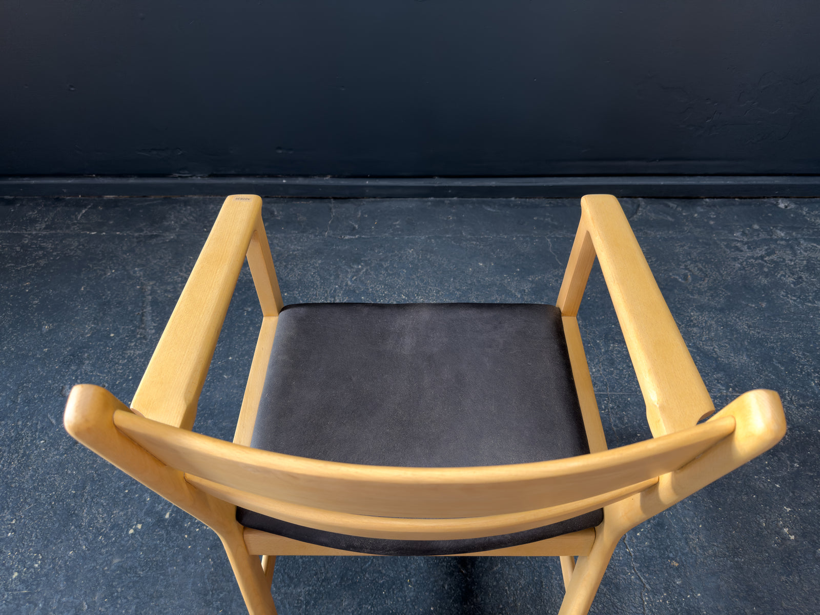 Hans Wegner for Getama Beech and Black Leather Armchair