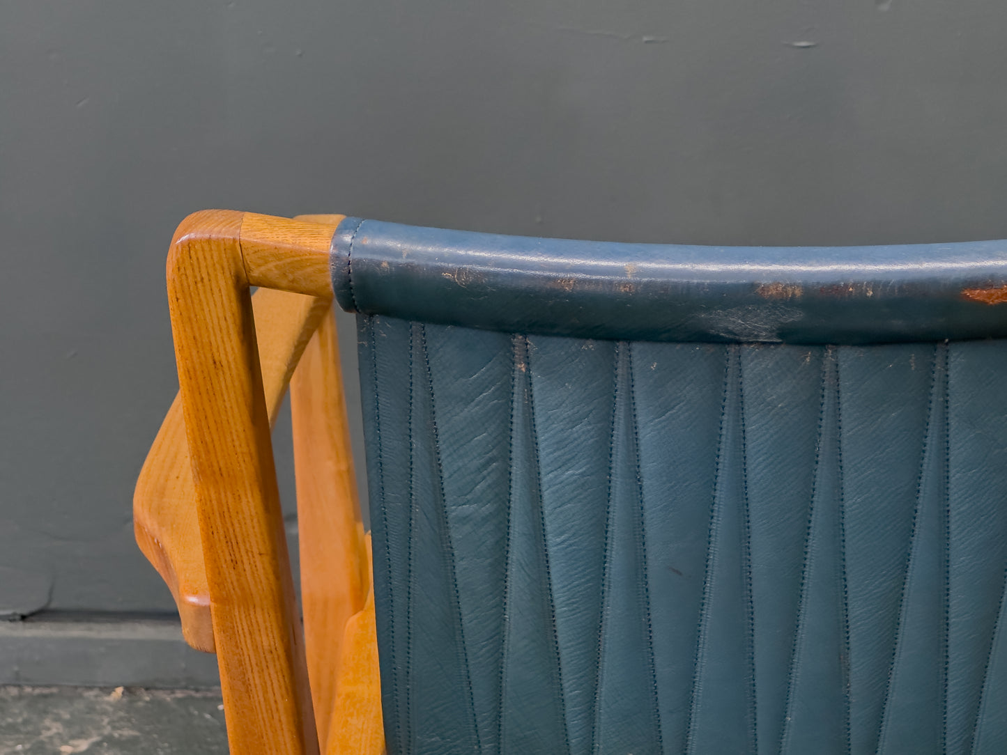 Axel Larsson Oak and Teal Armchair