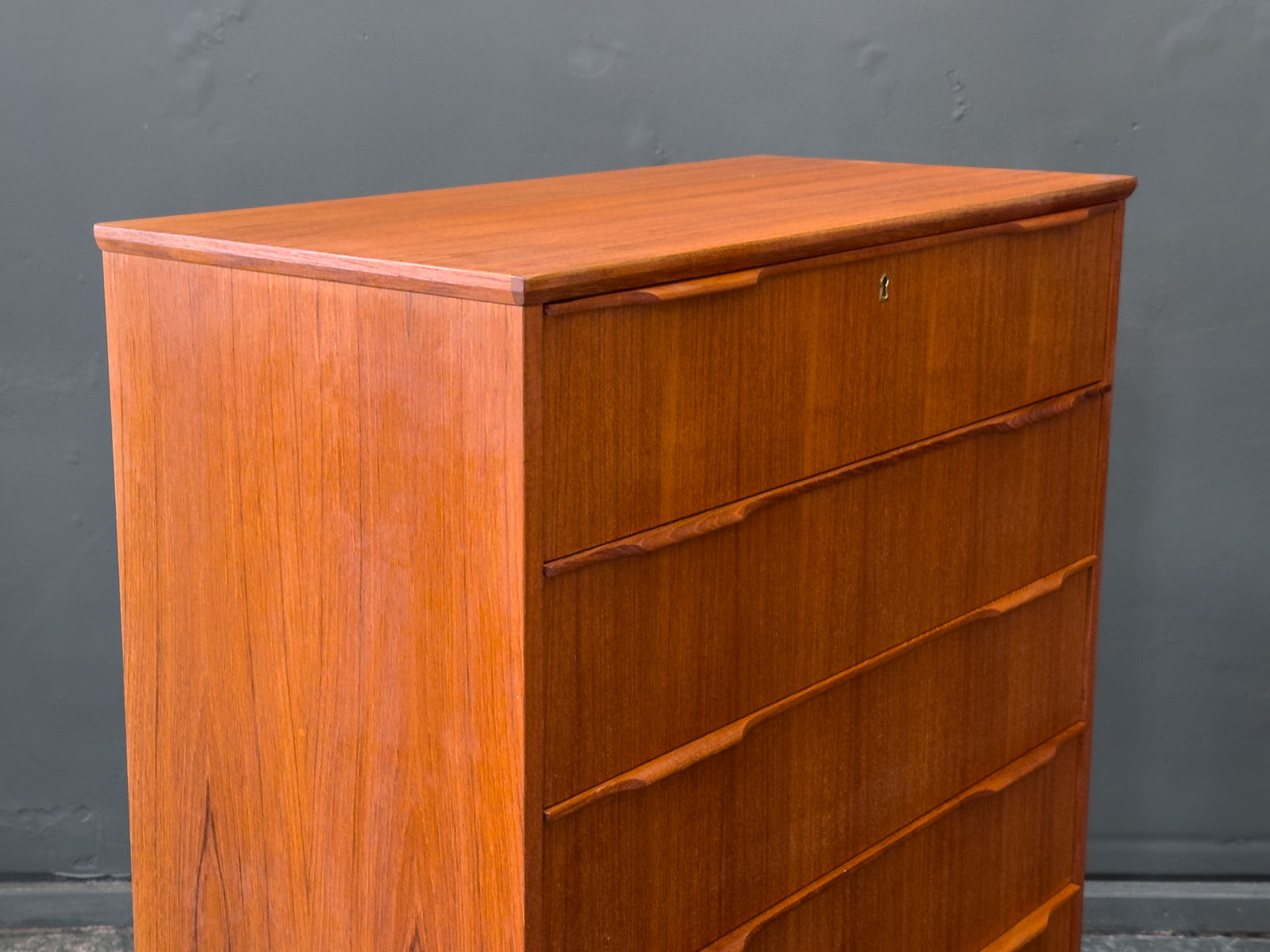 Teak Tallboy with Five Drawers