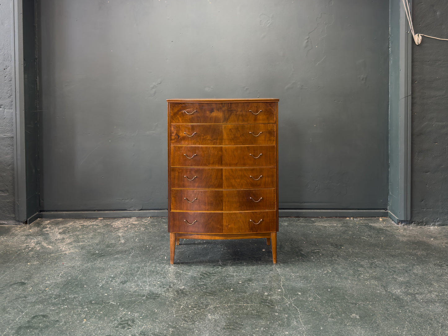 Walnut Tallboy with Thin Brass Handles