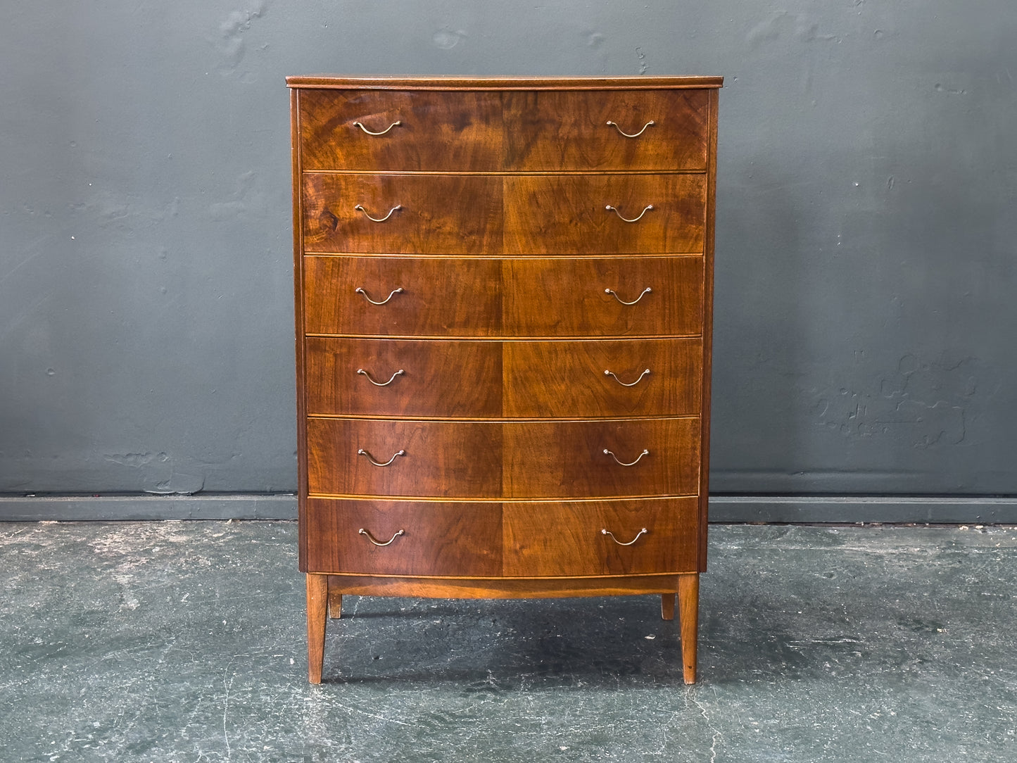 Walnut Tallboy with Thin Brass Handles
