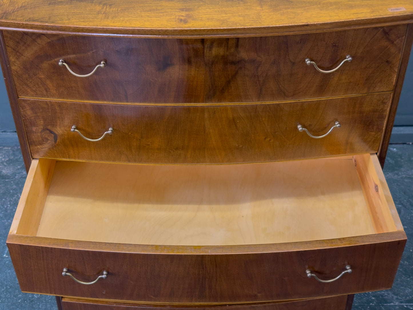 Walnut Tallboy with Thin Brass Handles