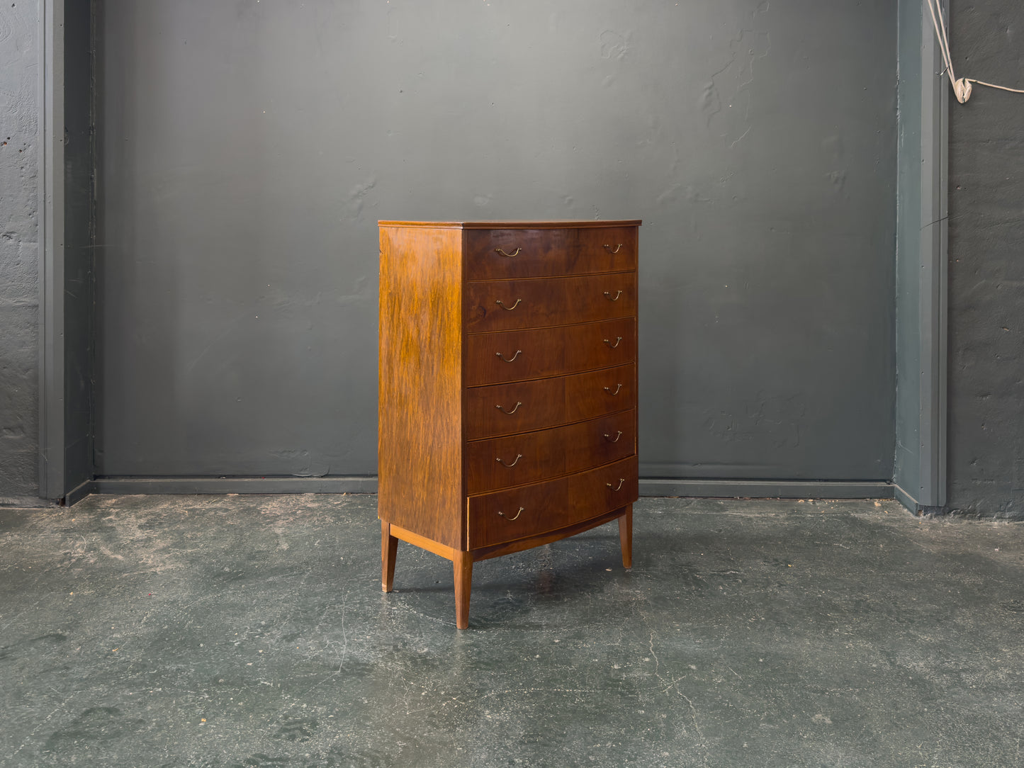 Walnut Tallboy with Thin Brass Handles