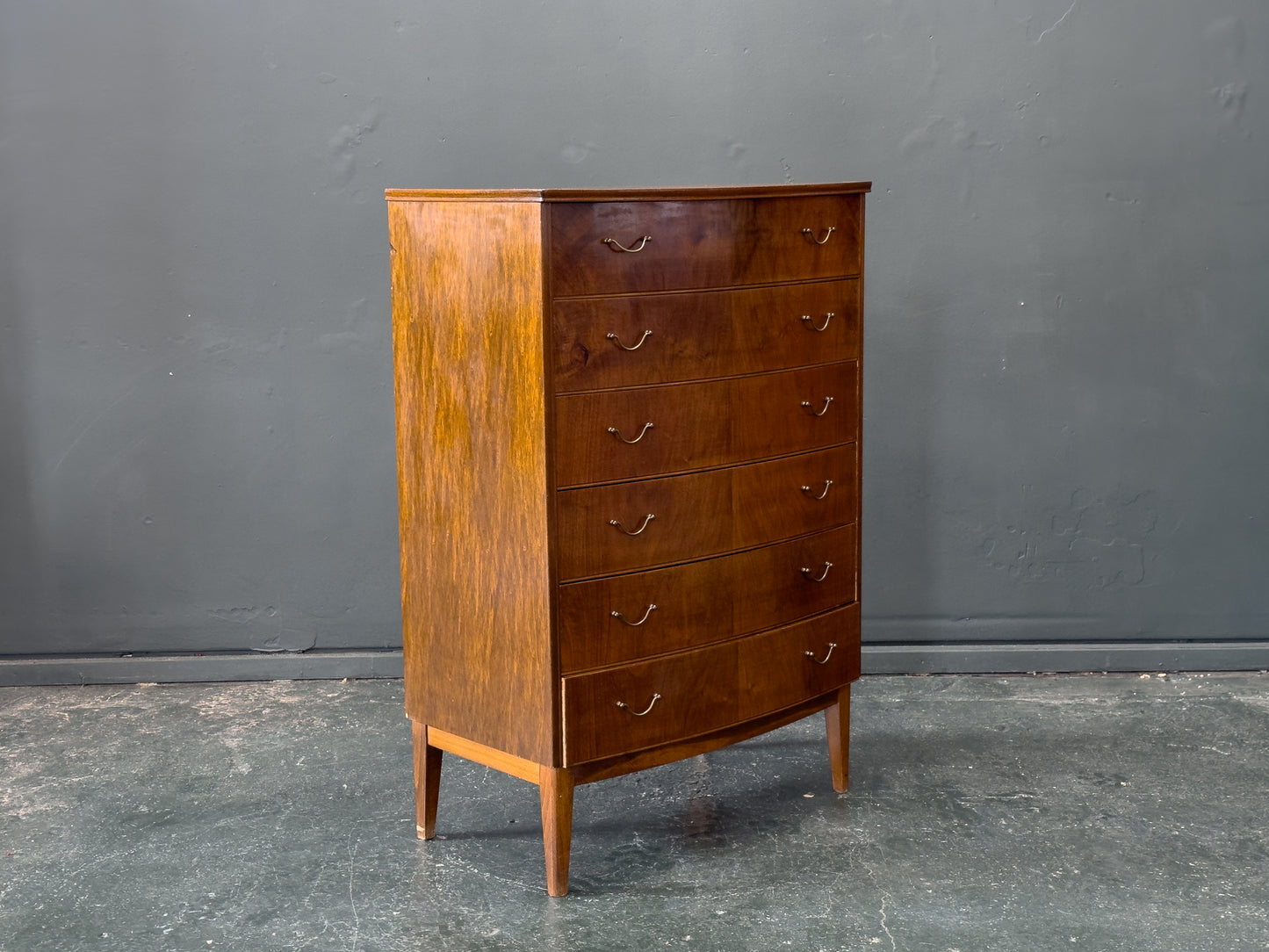 Walnut Tallboy with Thin Brass Handles