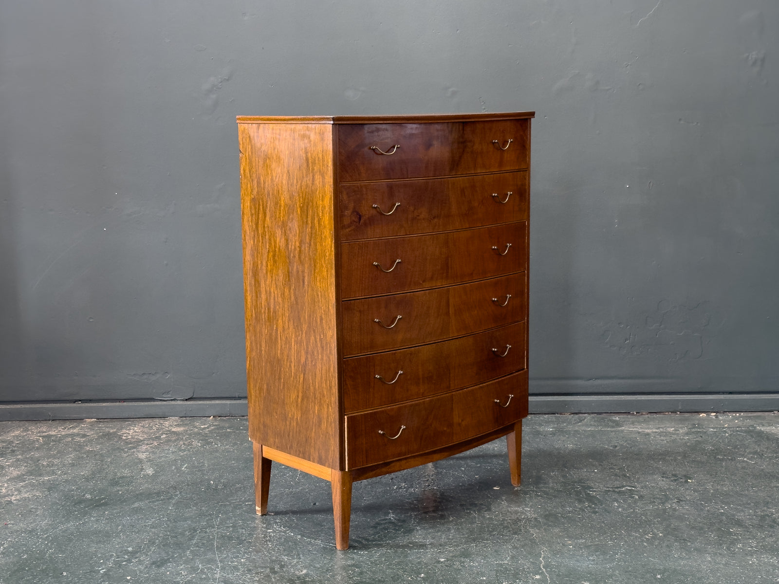 Walnut Tallboy with Thin Brass Handles