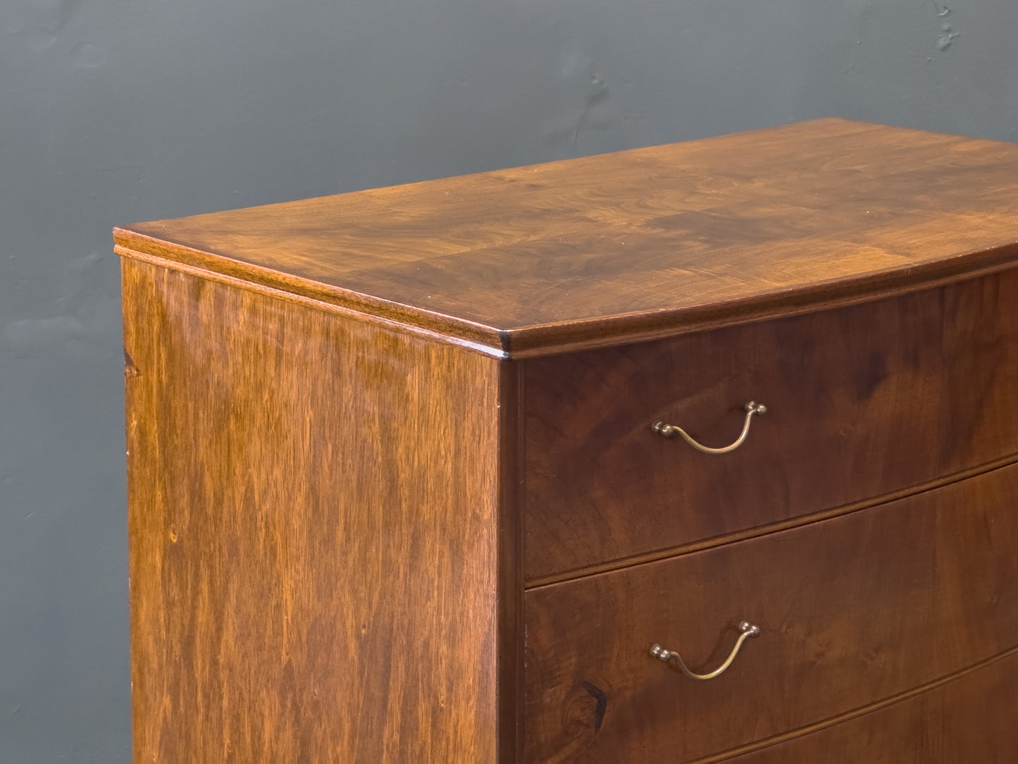 Walnut Tallboy with Thin Brass Handles