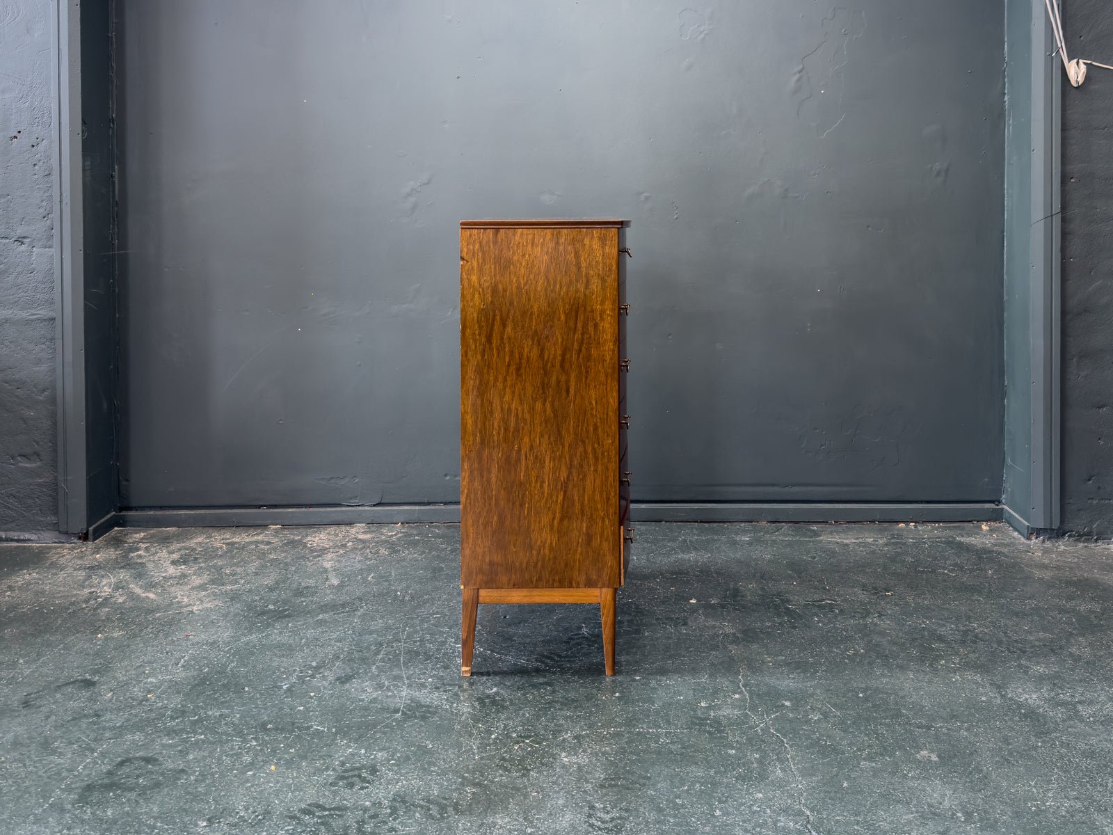 Walnut Tallboy with Thin Brass Handles