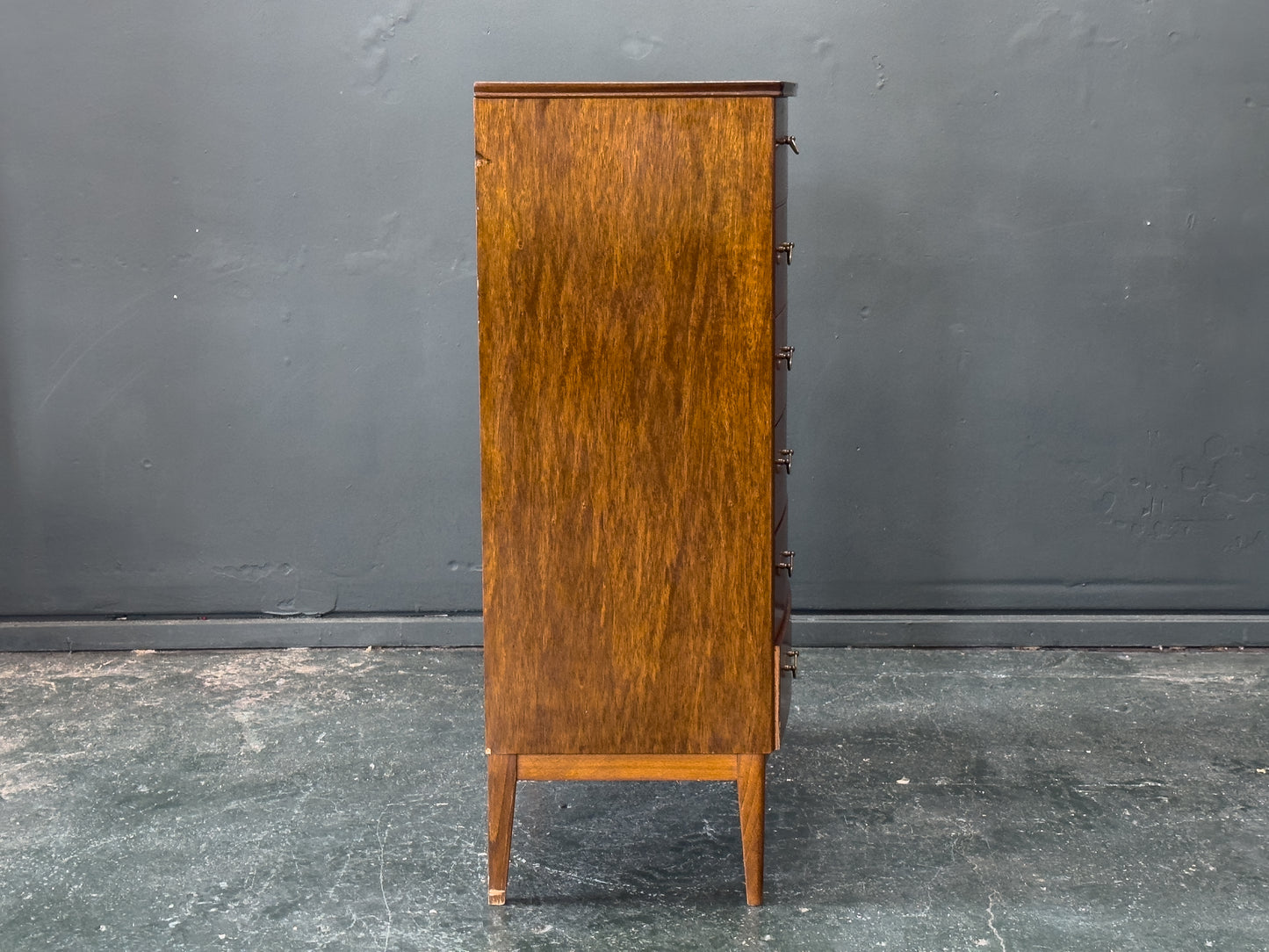 Walnut Tallboy with Thin Brass Handles