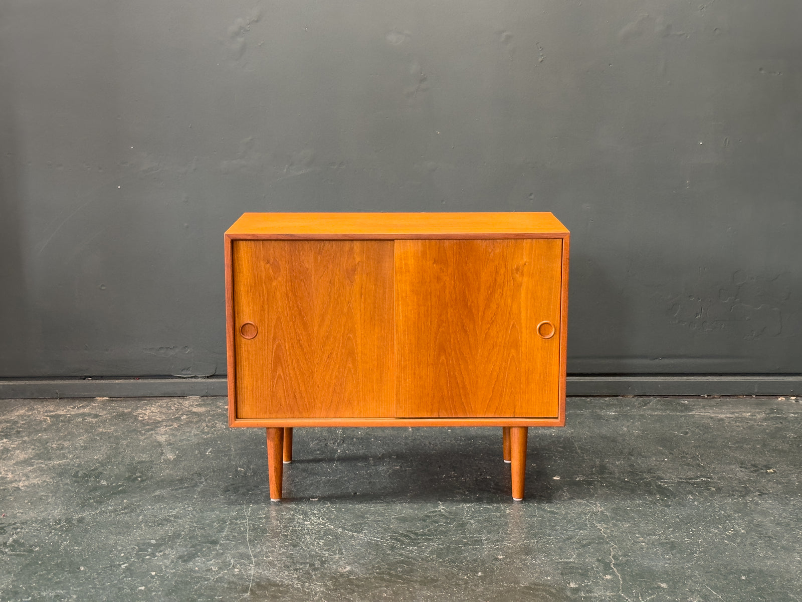 Teak Sideboard with Sliding Doors and Round Handles