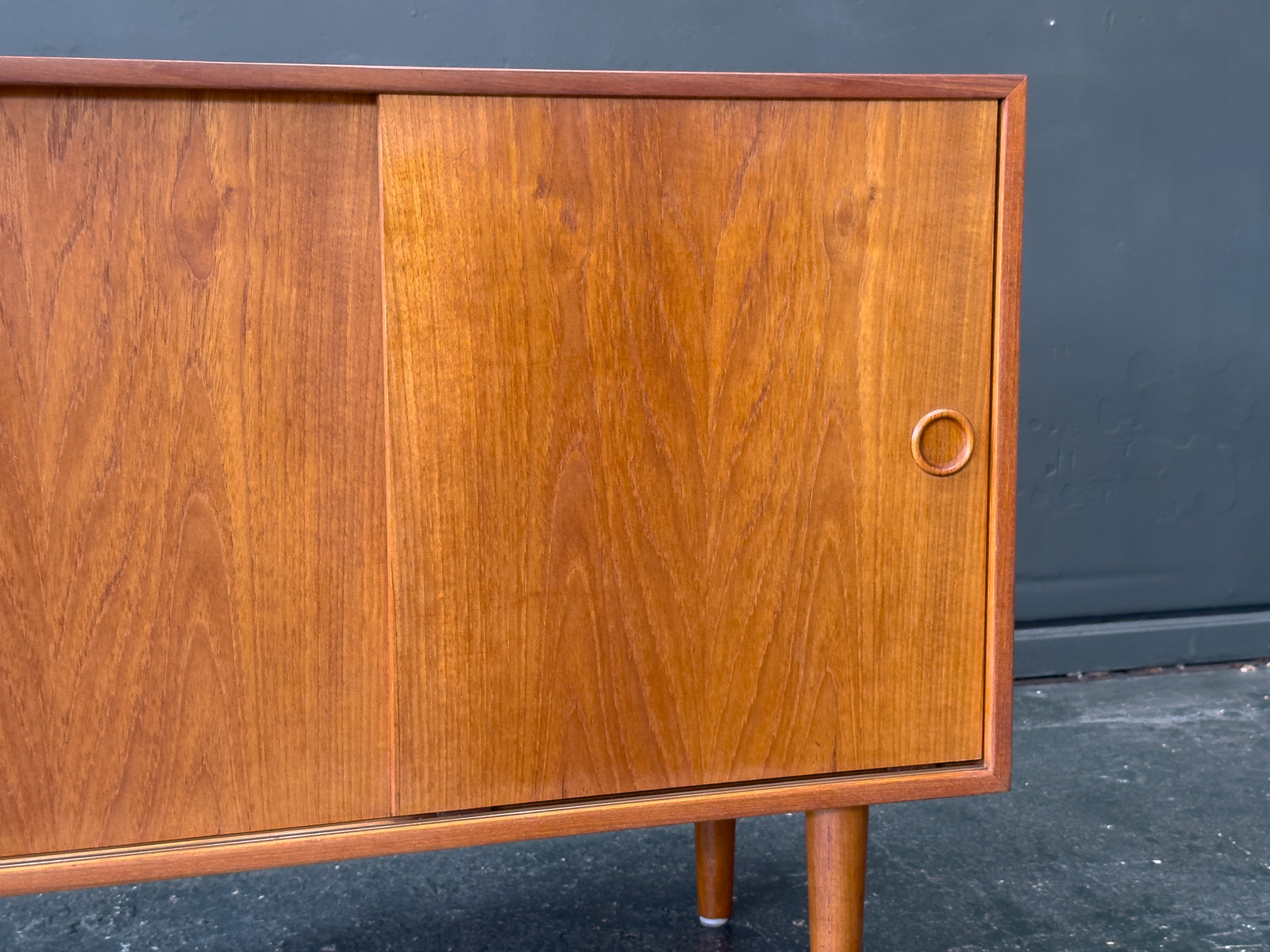Teak Sideboard with Sliding Doors and Round Handles