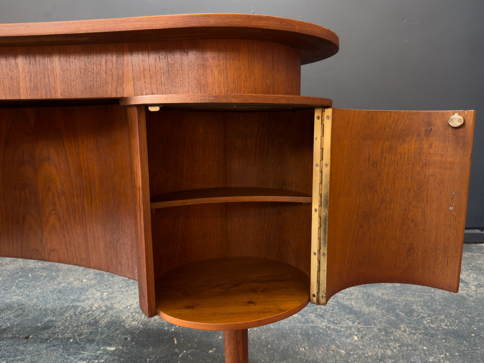 Jelly Bean Curved Teak Desk