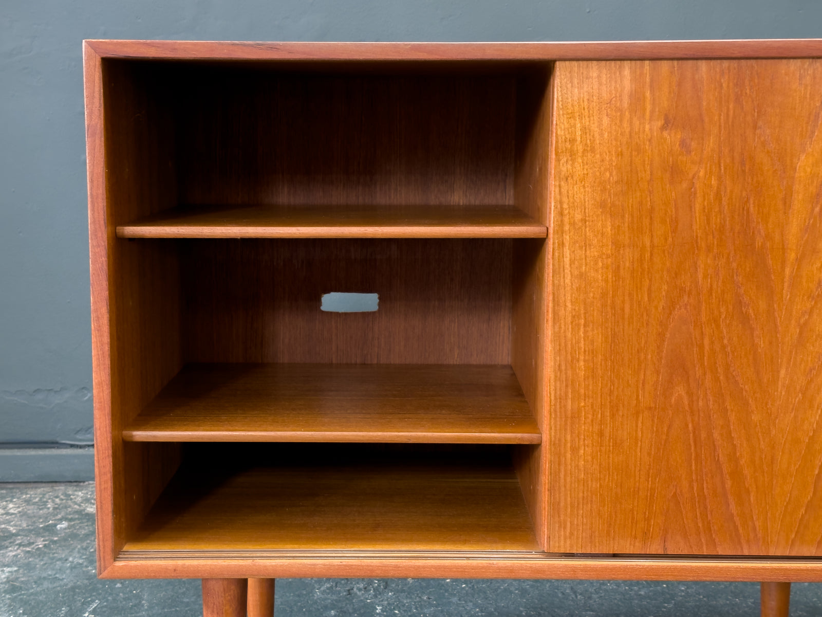 Teak Sideboard with Sliding Doors and Round Handles