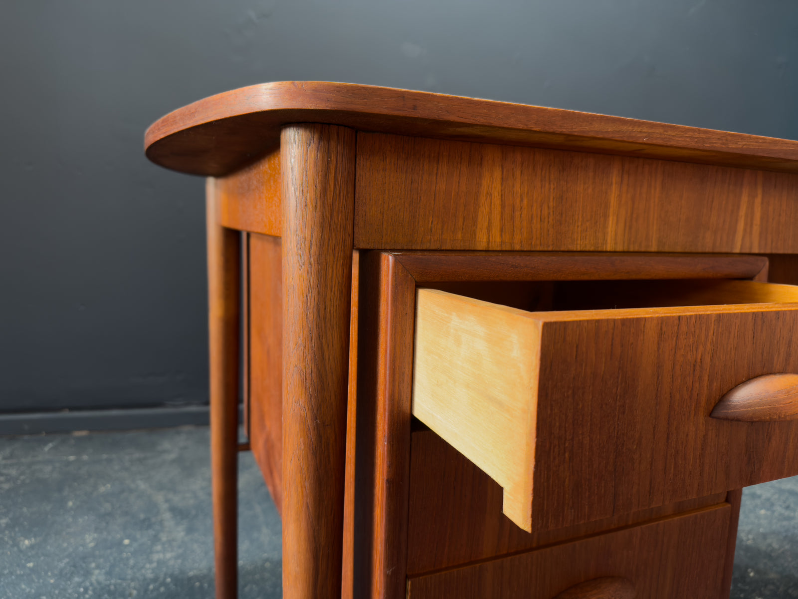 Jelly Bean Curved Teak Desk