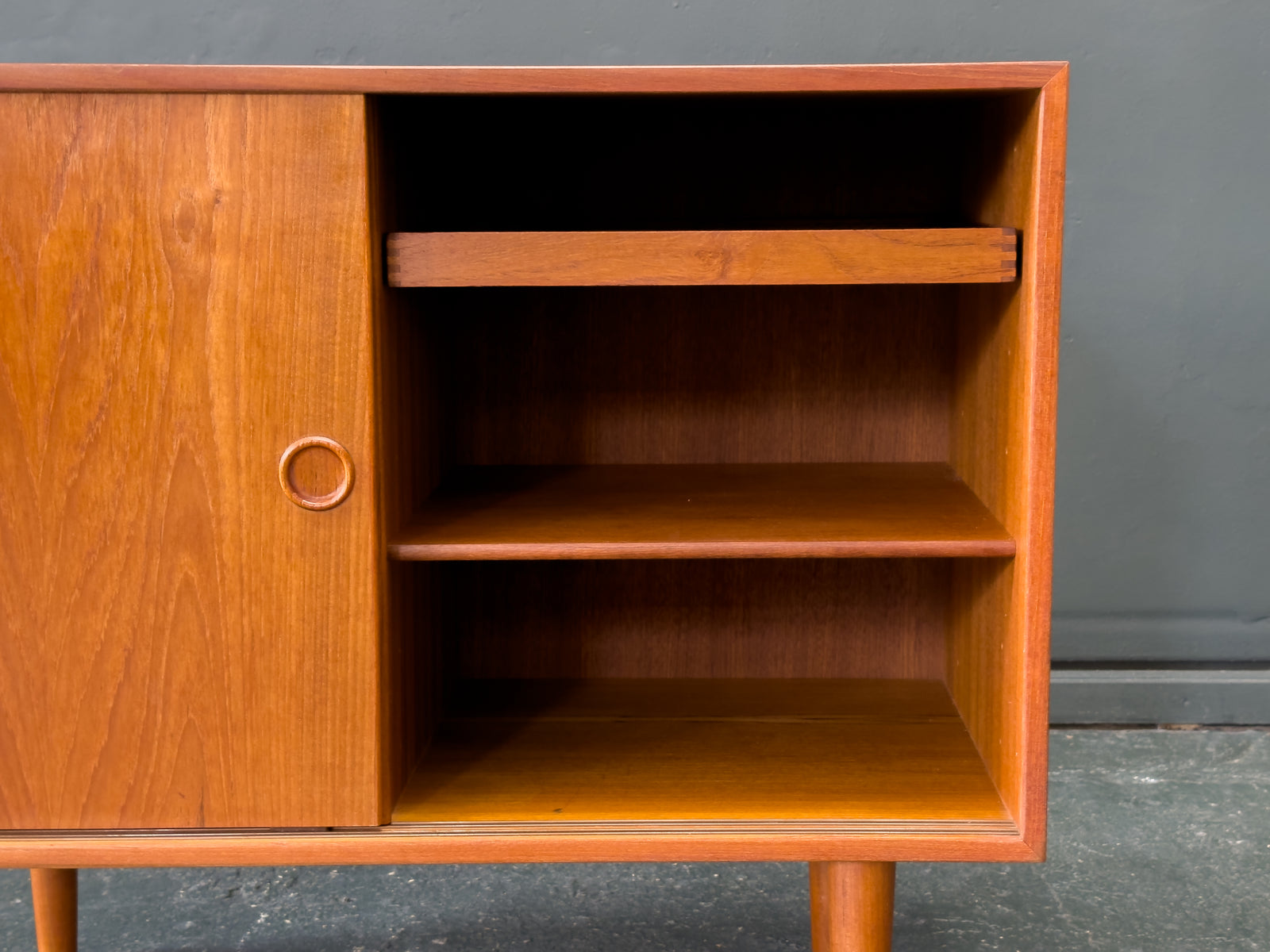 Teak Sideboard with Sliding Doors and Round Handles