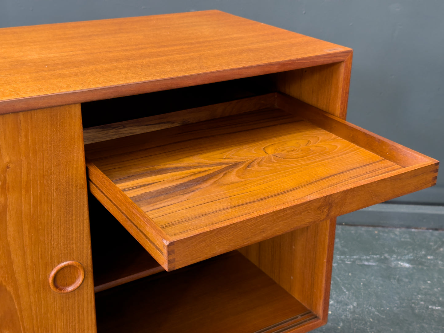 Teak Sideboard with Sliding Doors and Round Handles