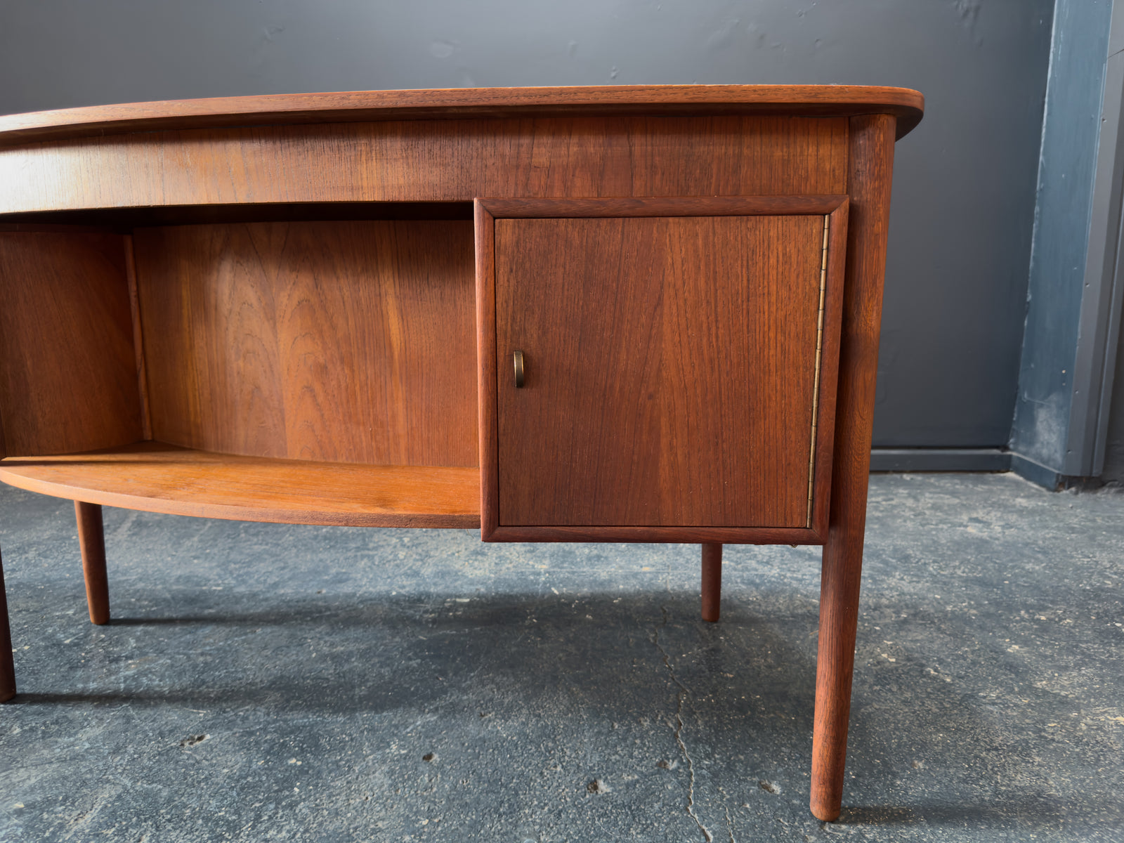 Jelly Bean Curved Teak Desk