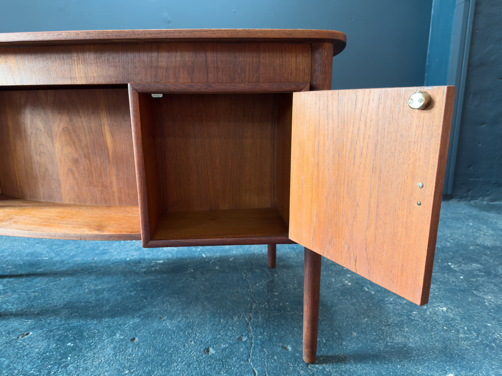 Jelly Bean Curved Teak Desk