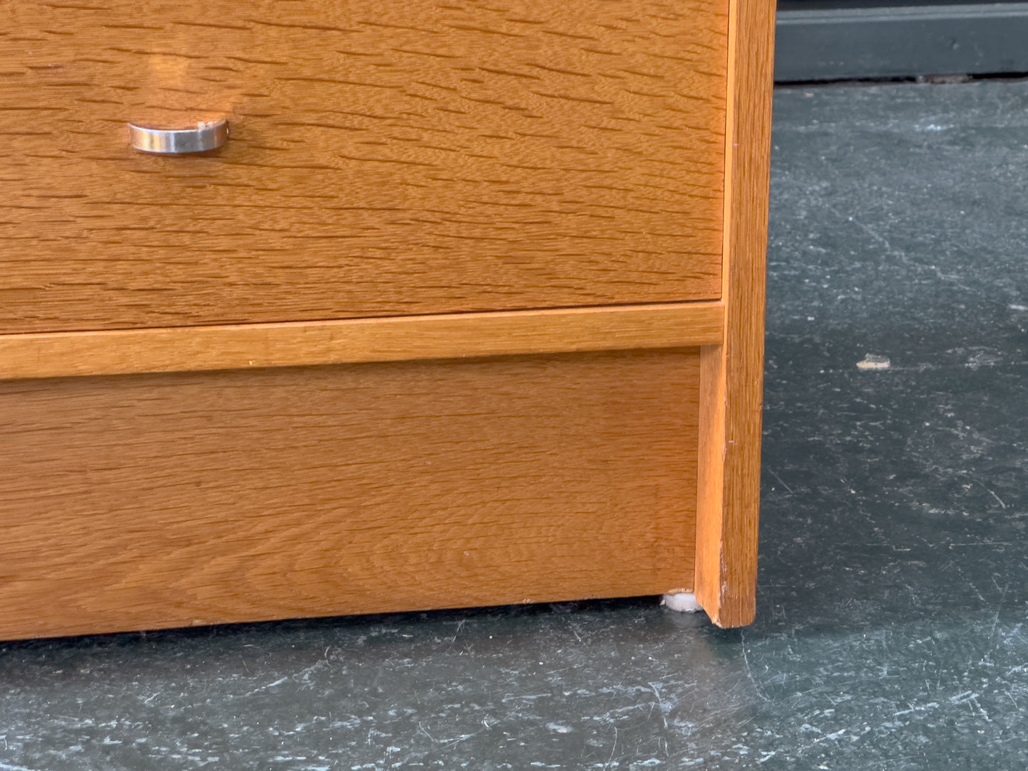 Tall Oak Chest of Drawers with Chrome Handles