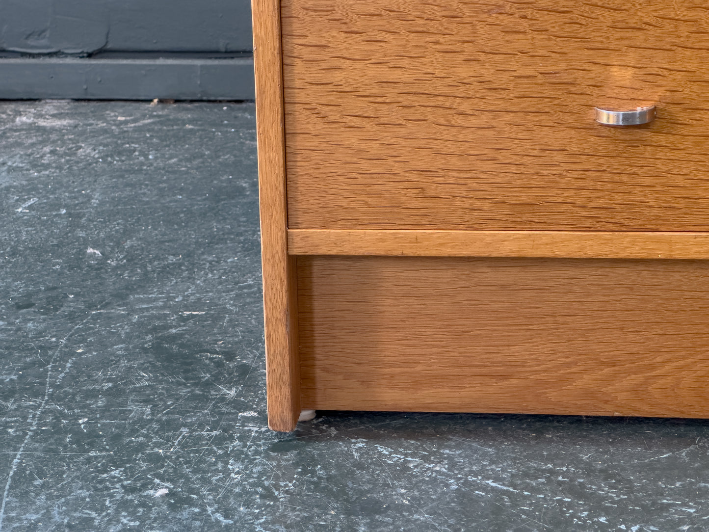 Tall Oak Chest of Drawers with Chrome Handles