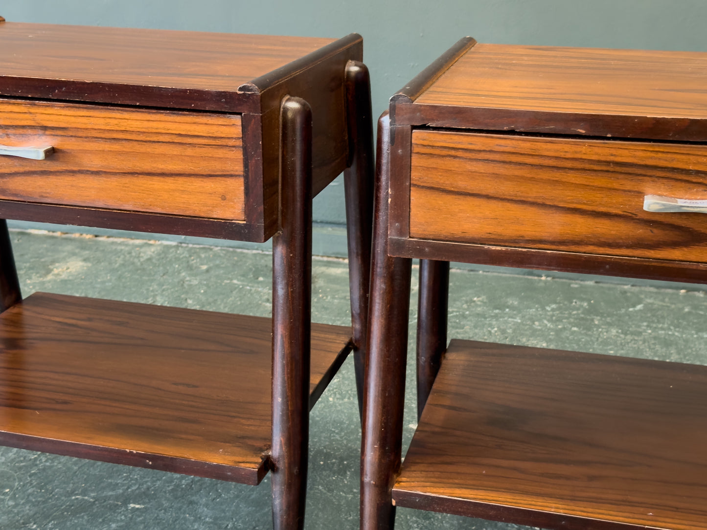 Pair of Stained Oak Bedside Table