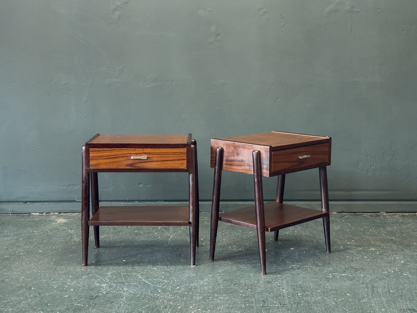 Pair of Stained Oak Bedside Table