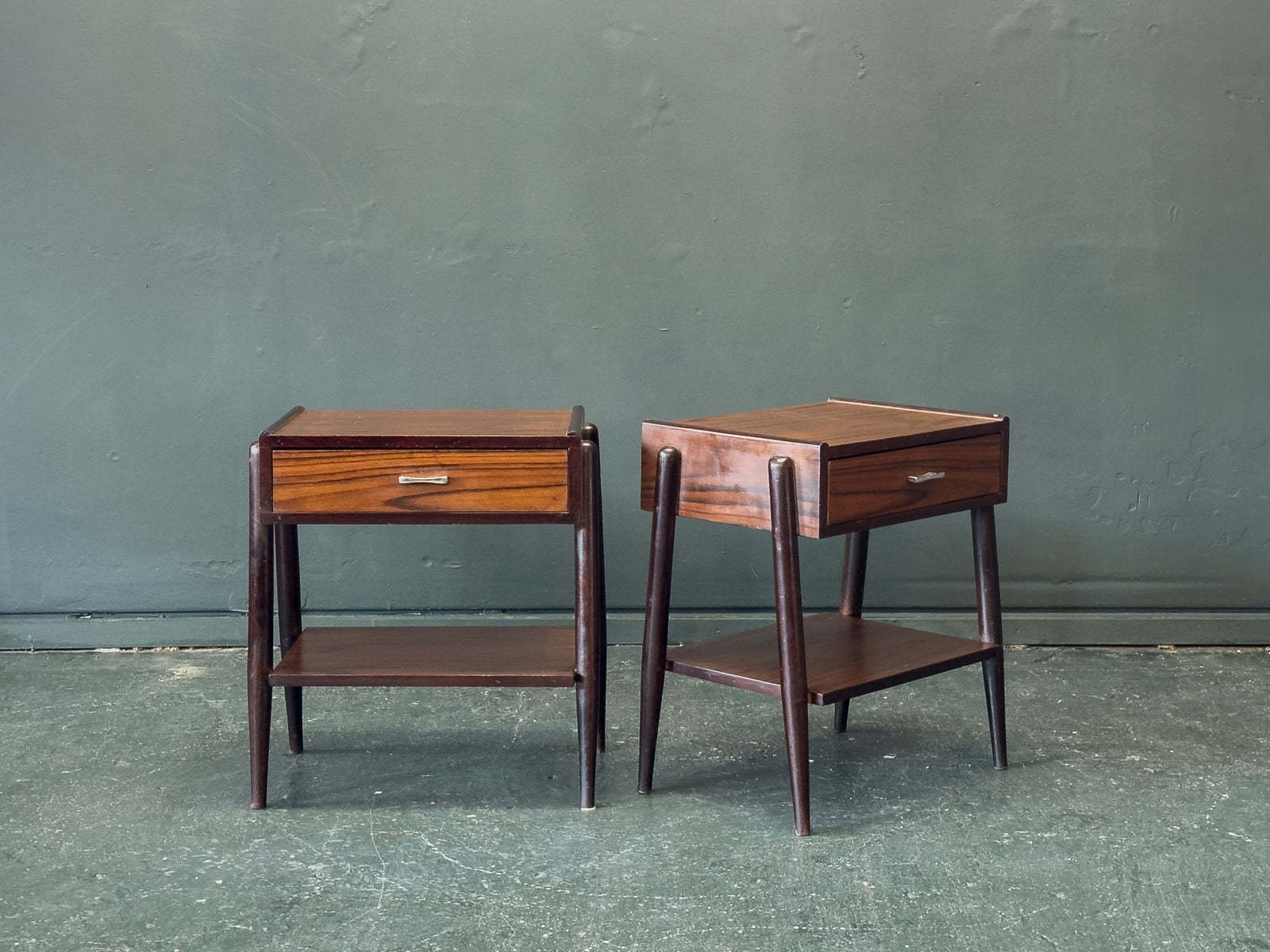 Pair of Stained Oak Bedside Table