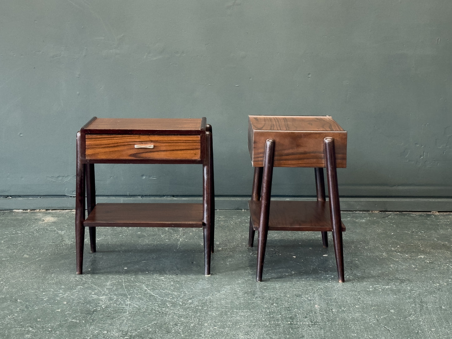 Pair of Stained Oak Bedside Table