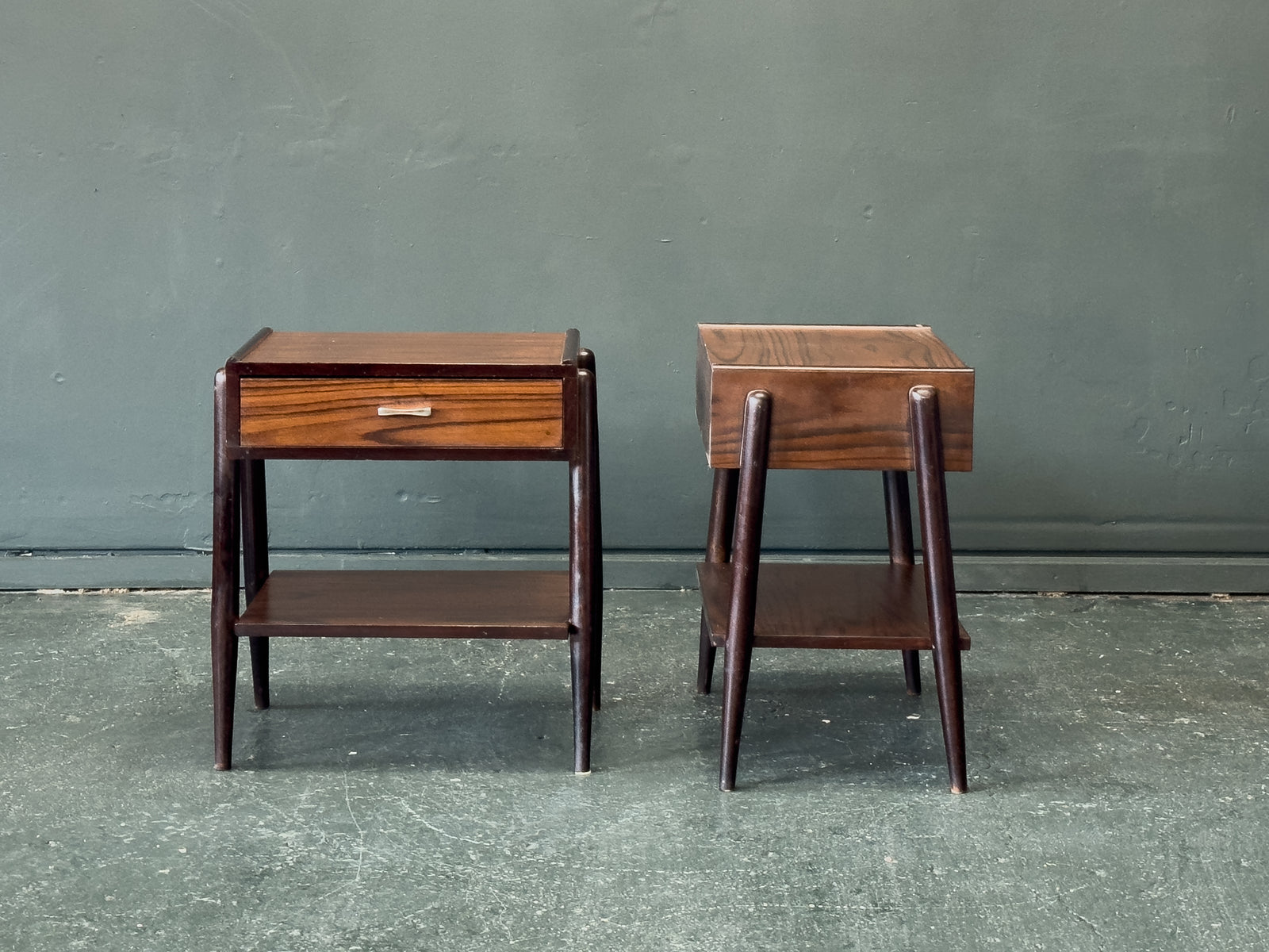Pair of Stained Oak Bedside Table