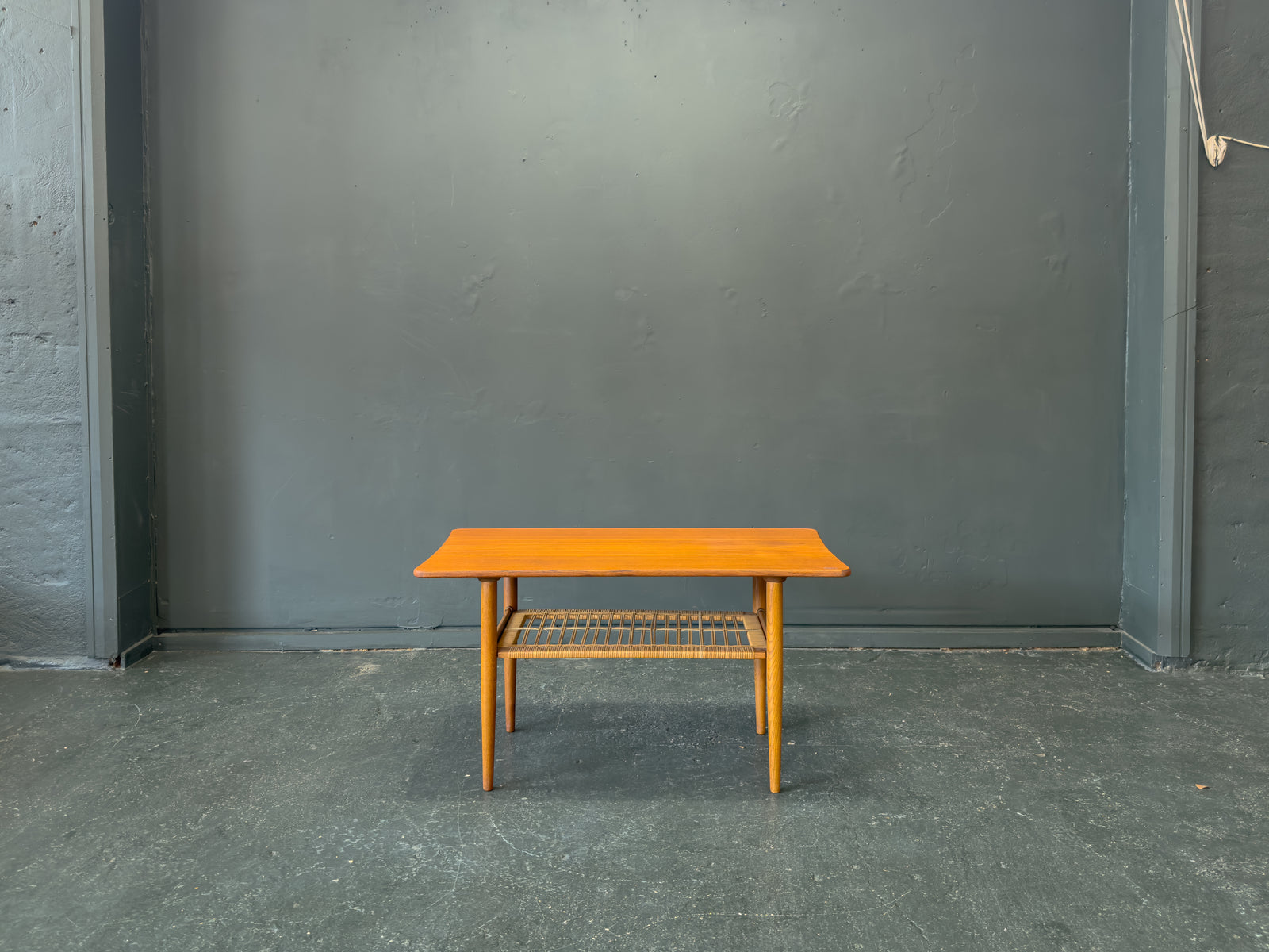 Teak and Rattan Coffee Table