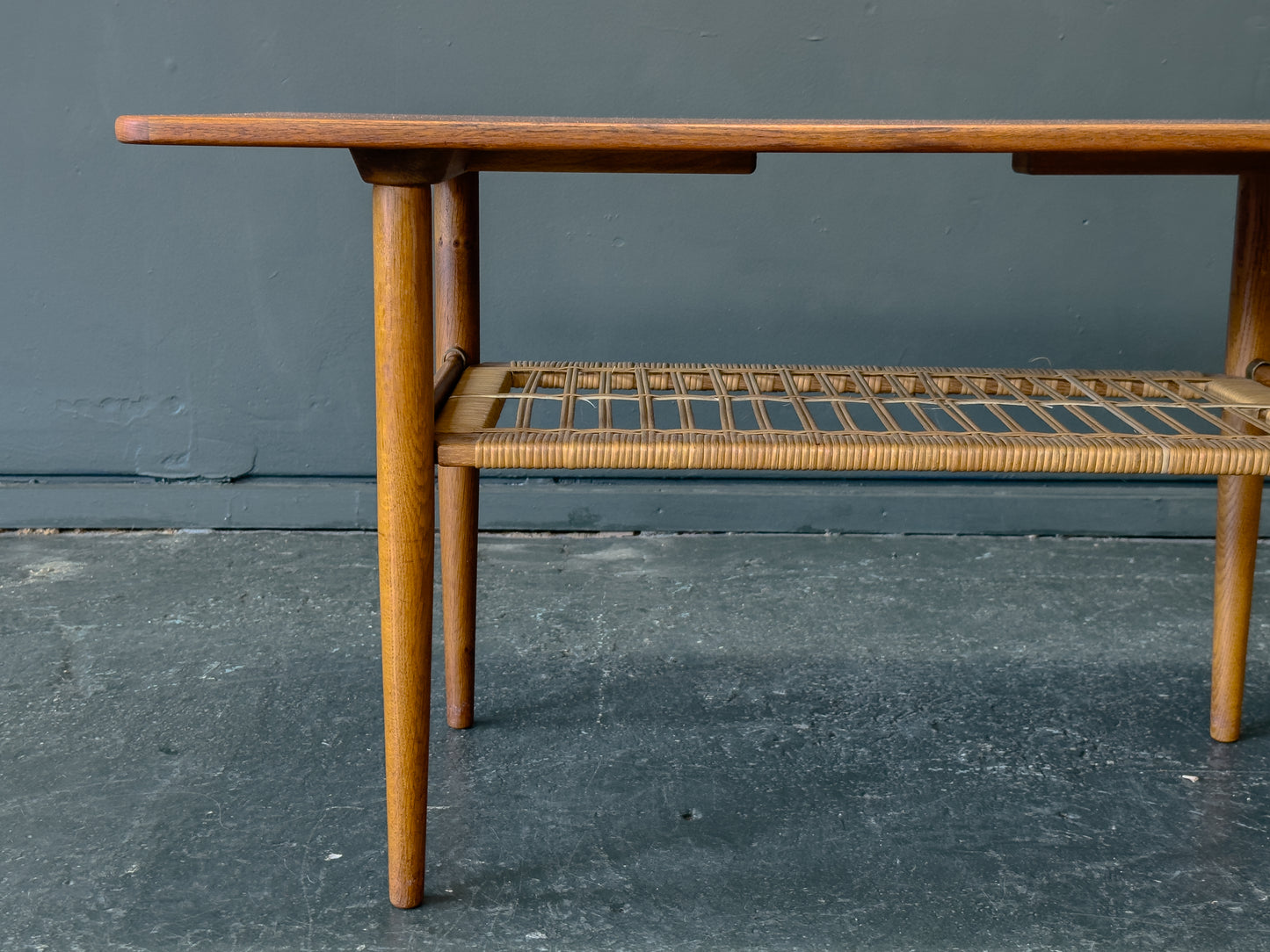 Teak and Rattan Coffee Table
