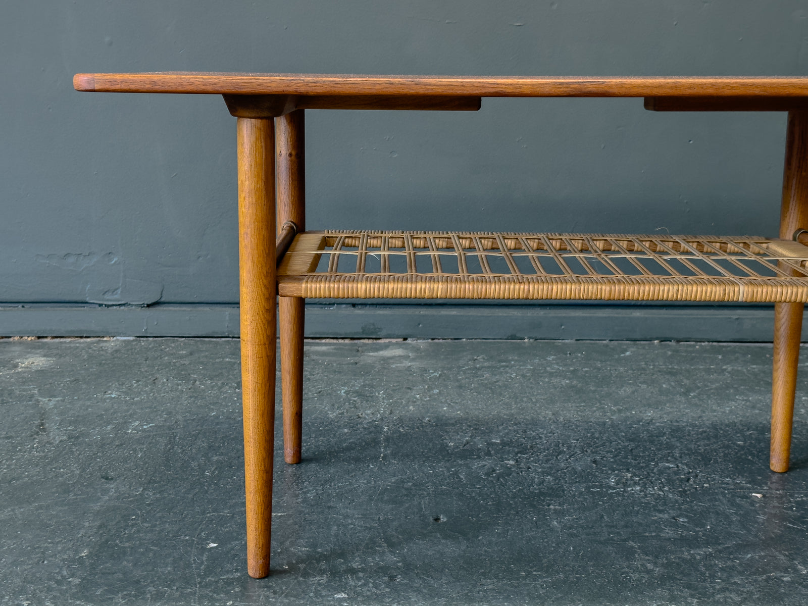 Teak and Rattan Coffee Table