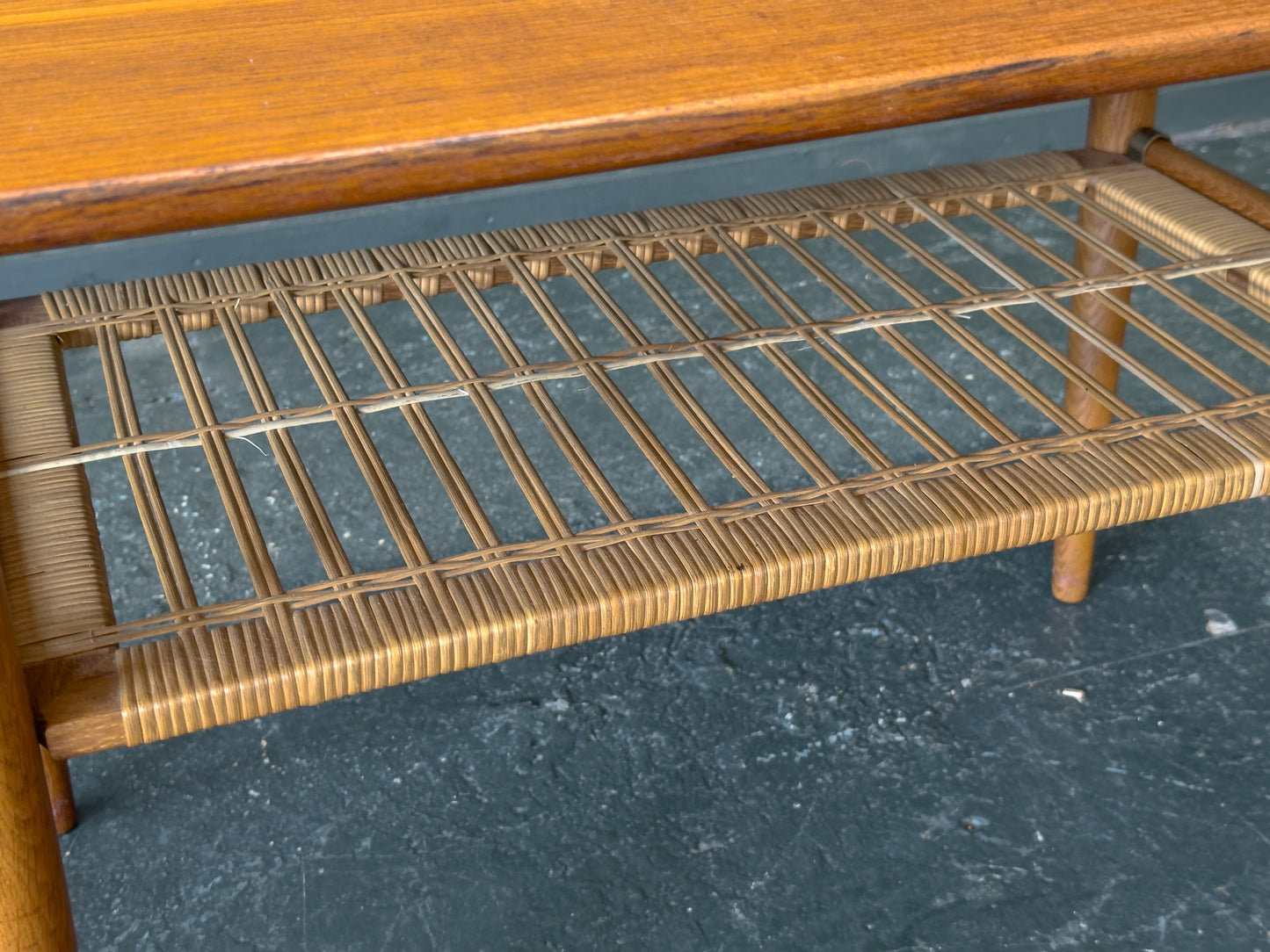Teak and Rattan Coffee Table