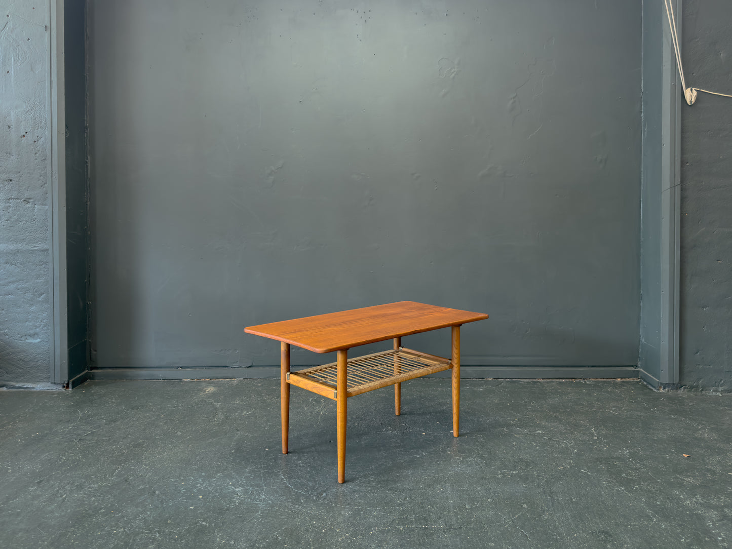 Teak and Rattan Coffee Table