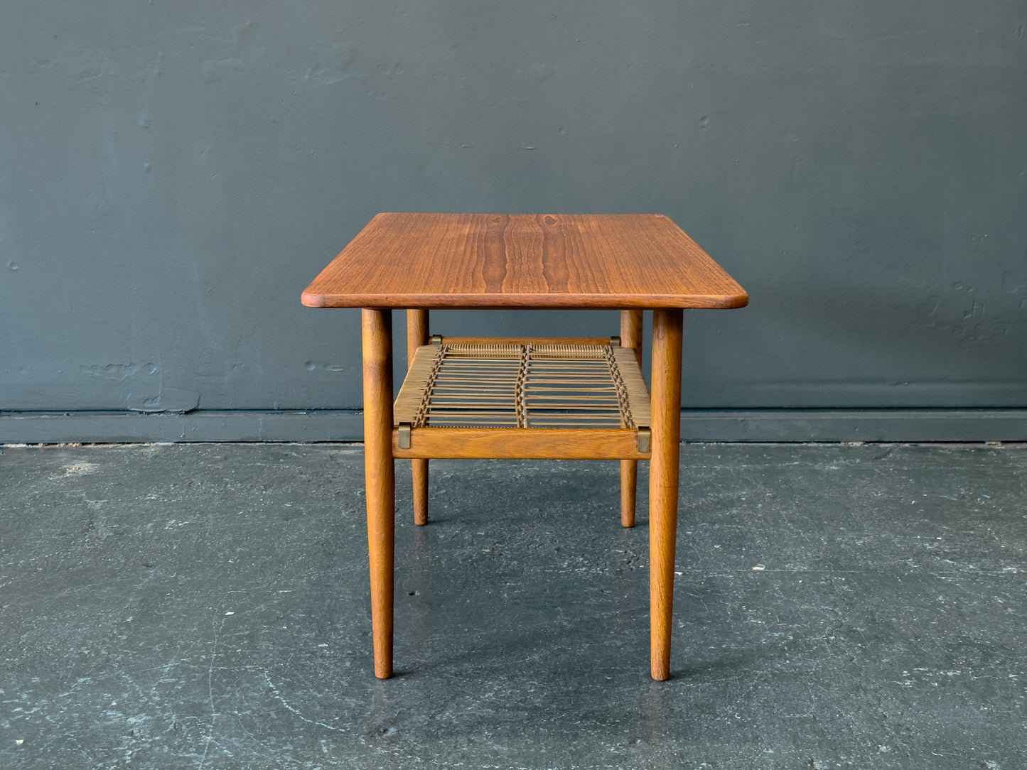 Teak and Rattan Coffee Table