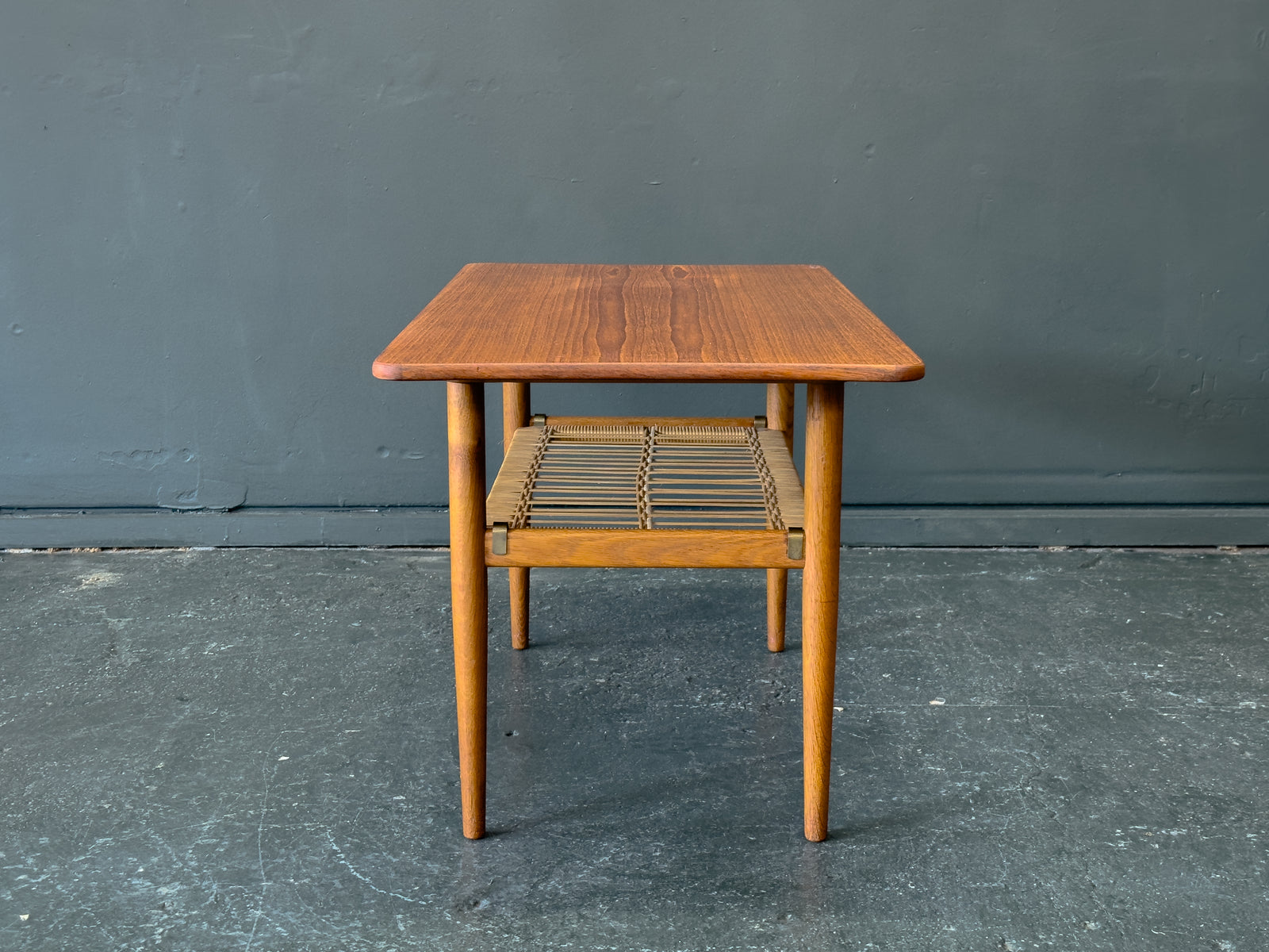 Teak and Rattan Coffee Table