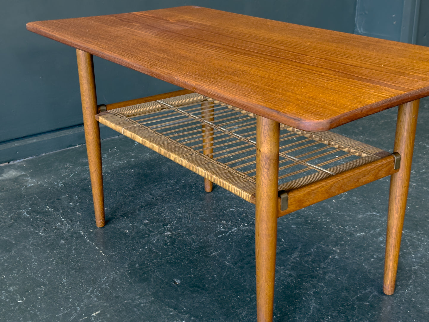 Teak and Rattan Coffee Table