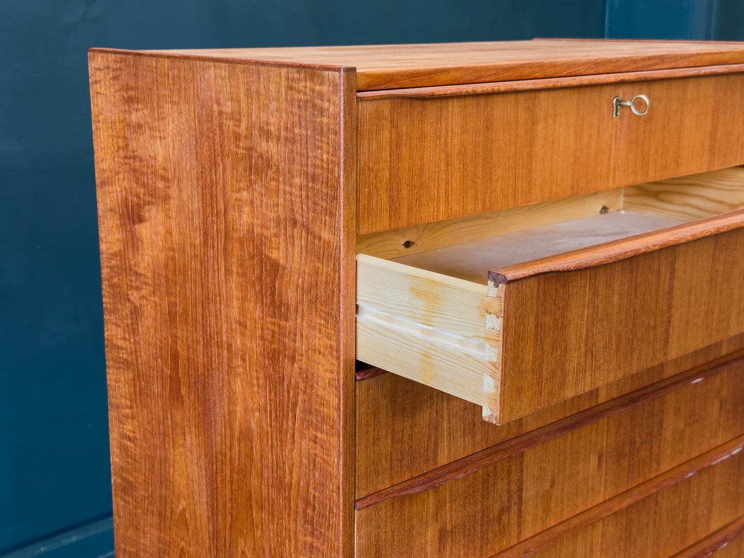 Teak Tallboy with 6 Drawers