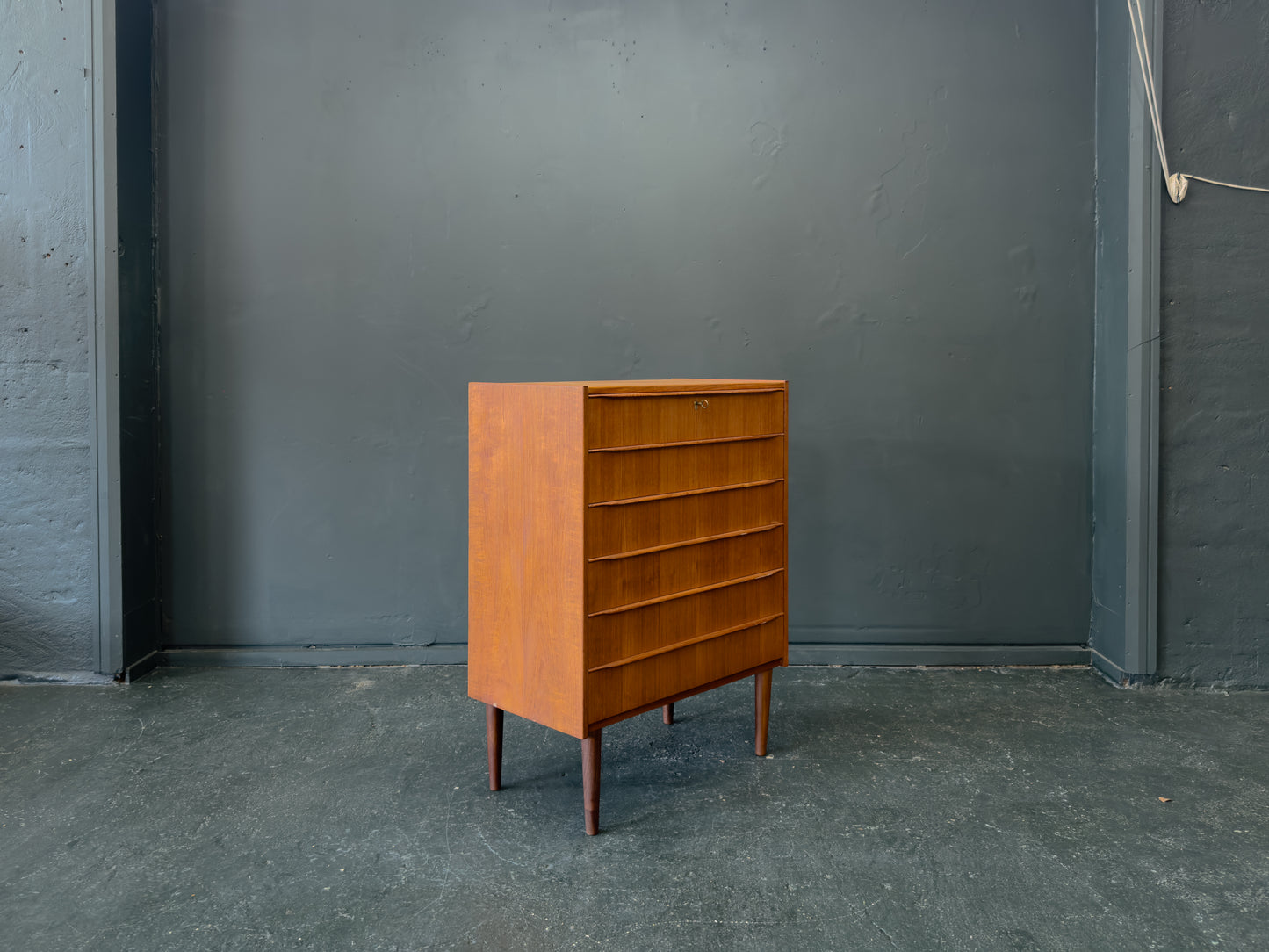 Teak Tallboy with 6 Drawers
