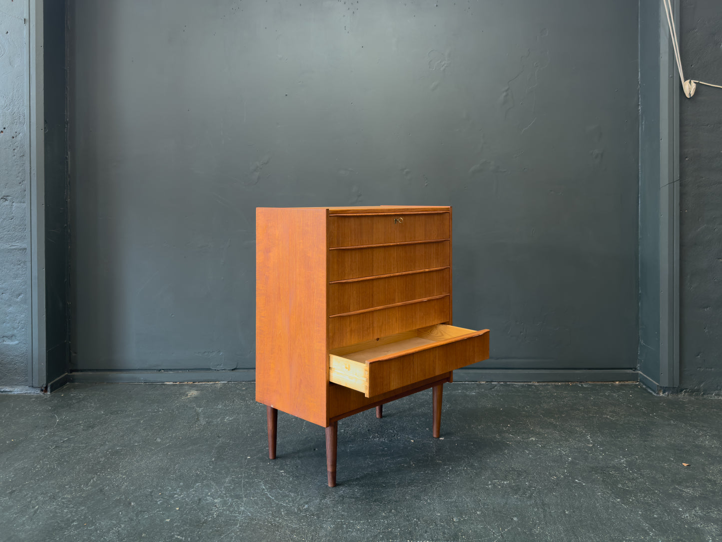 Teak Tallboy with 6 Drawers