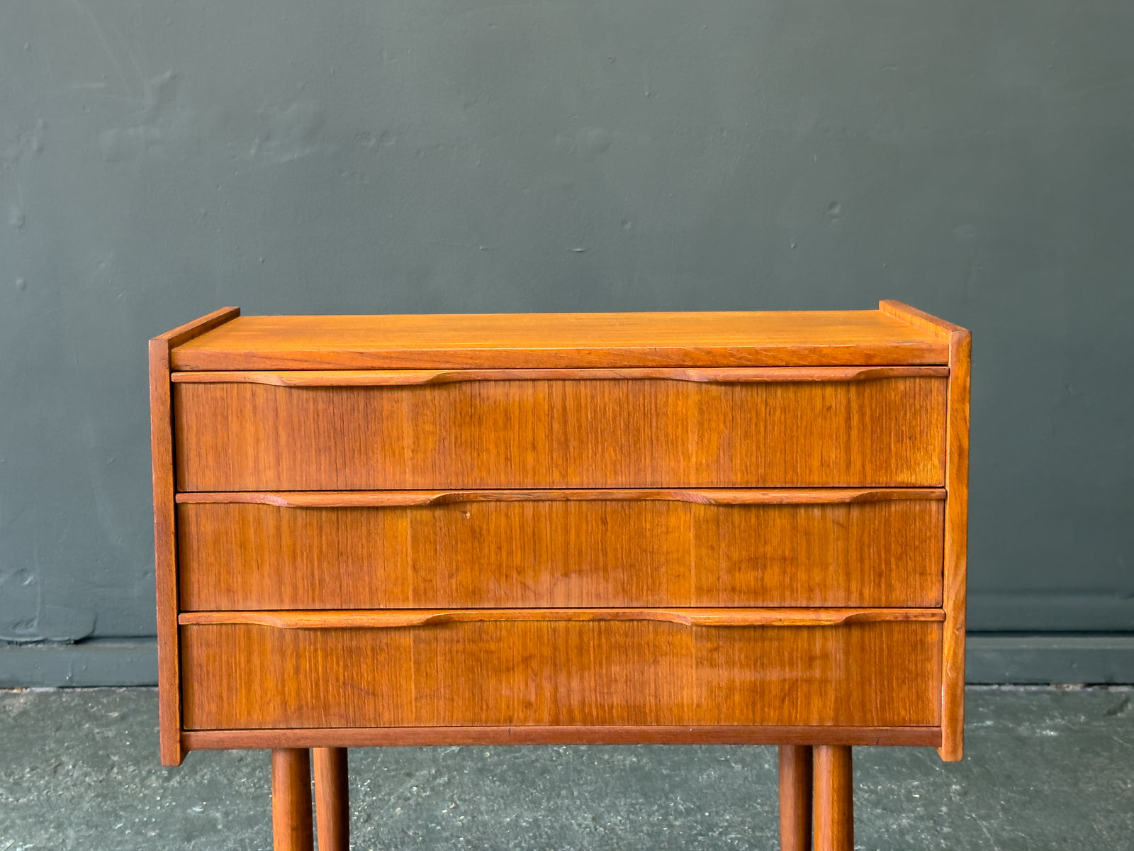 Small Teak Chest of Drawers with 3 Drawers