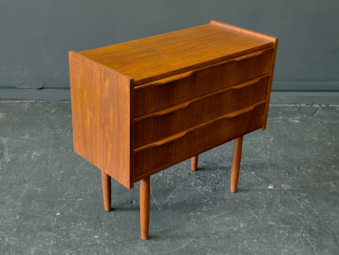 Small Teak Chest of Drawers with 3 Drawers